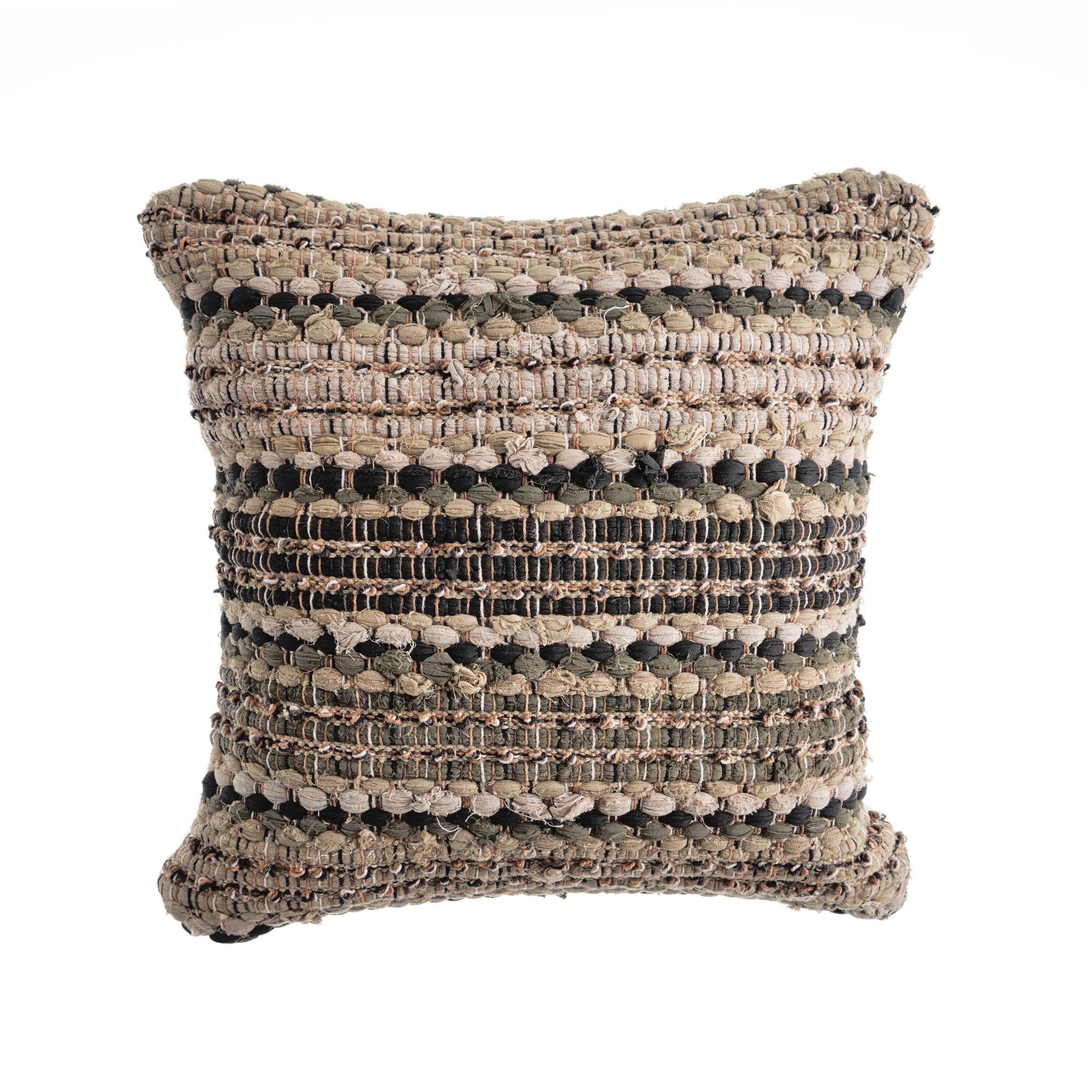 Intertwined Forest Khaki Beige Cotton Square Throw Pillow