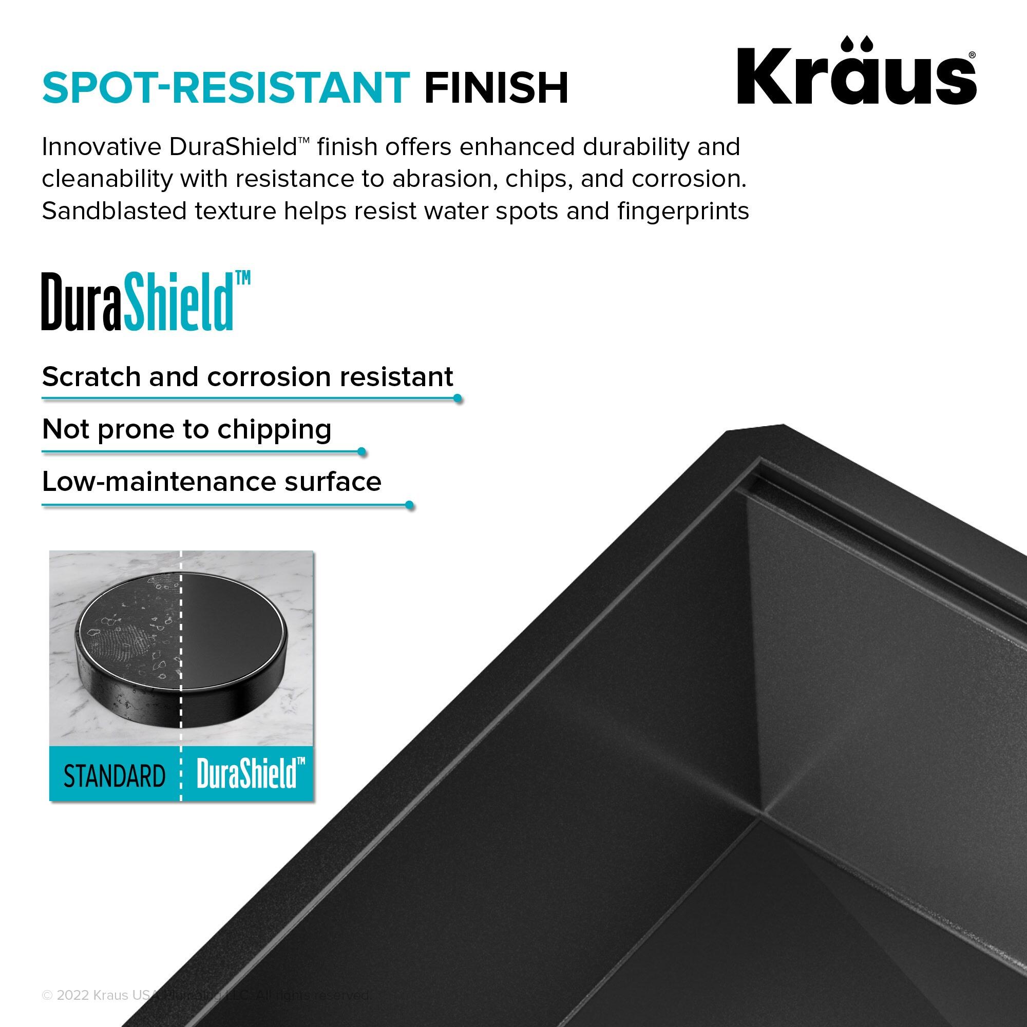 KRAUS Kore 21 Undermount Workstation 16 Gauge Black Stainless Steel Single Bowl Kitchen Sink in PVD Gunmetal Finish with Accessories