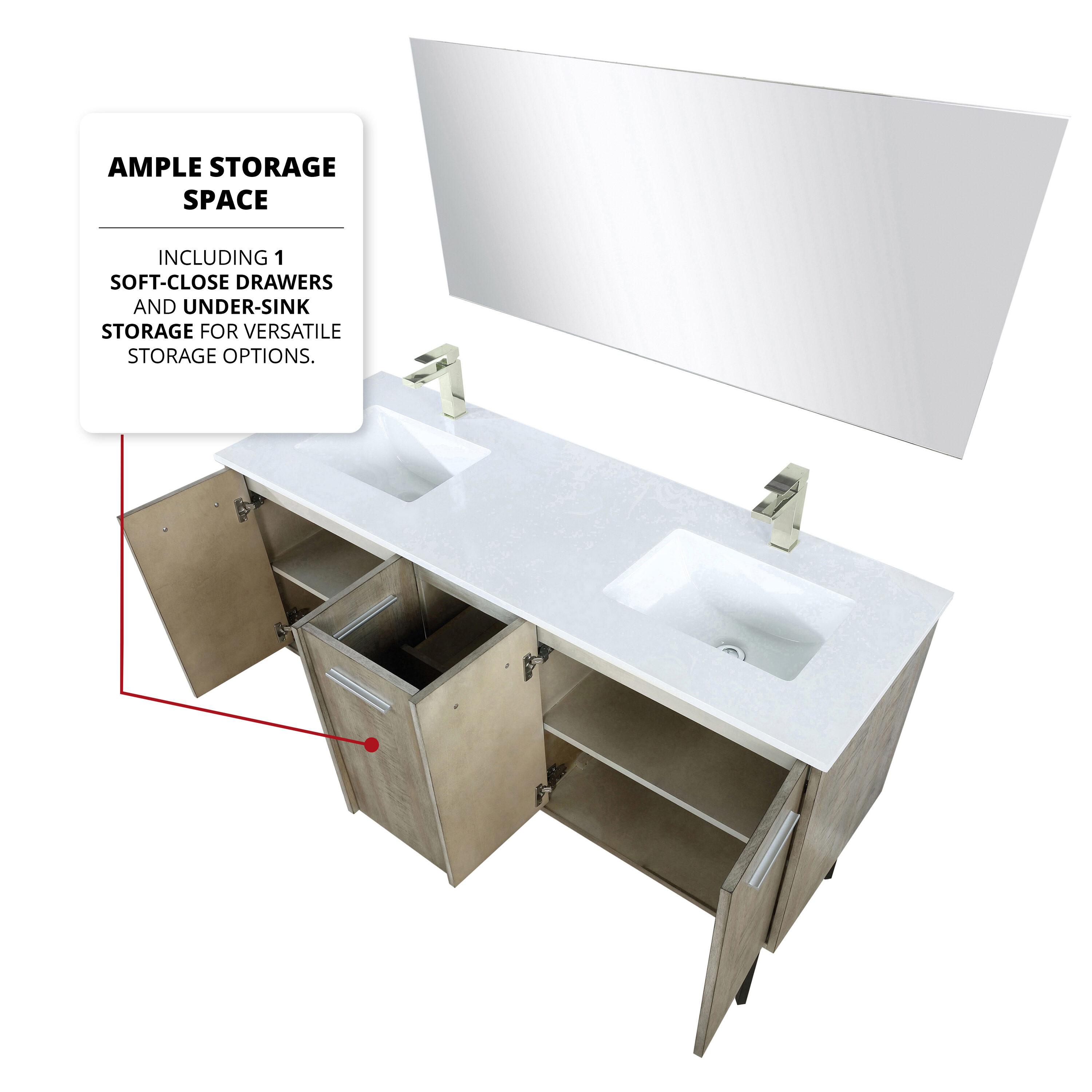 Lancy 60'' Double Bathroom Vanity with Cultured Marble Top