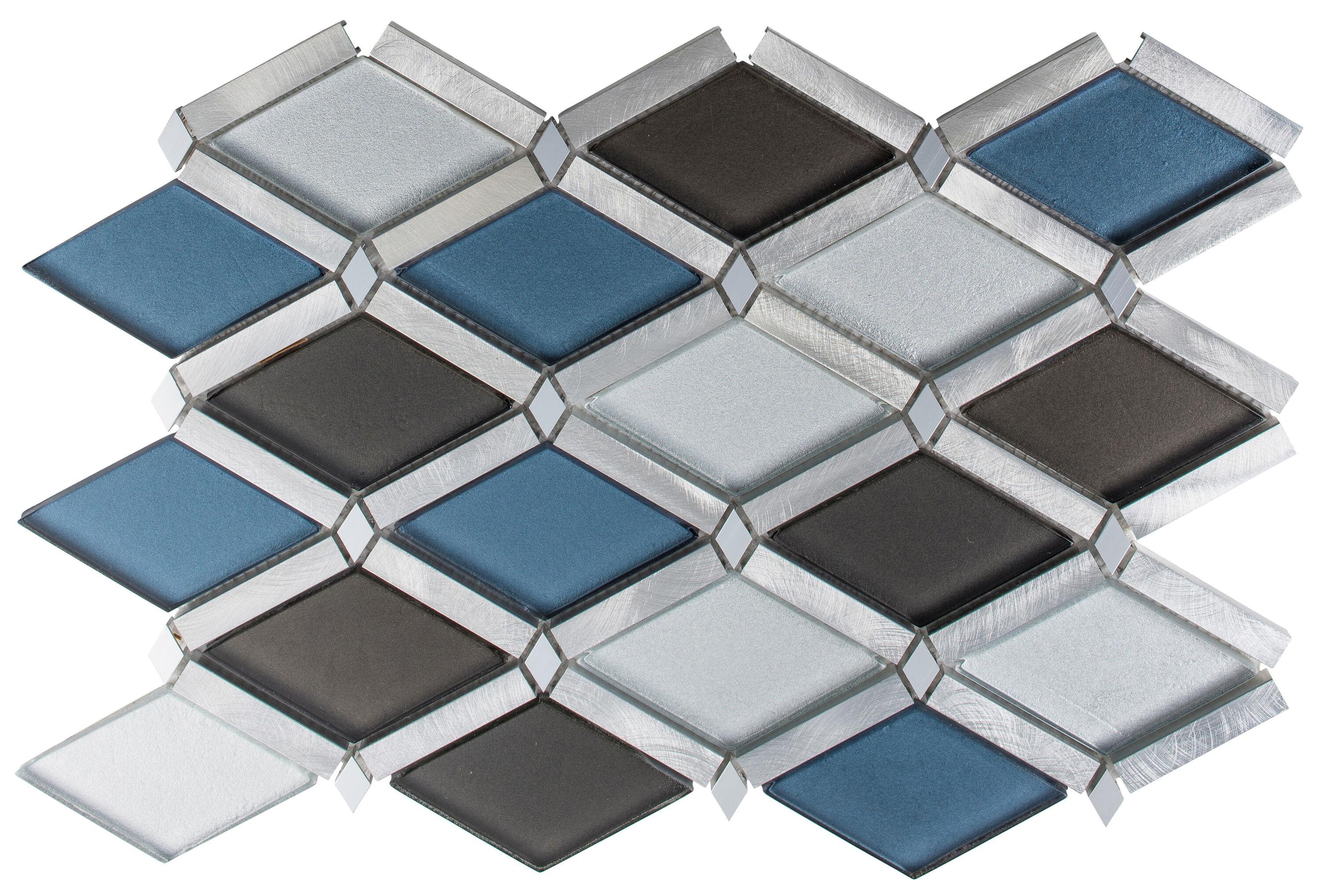 Andova Geom Aluminum Metal Diamond Mosaic Kitchen Backsplash, Bathroom, Shower, Wall and Floor Tile