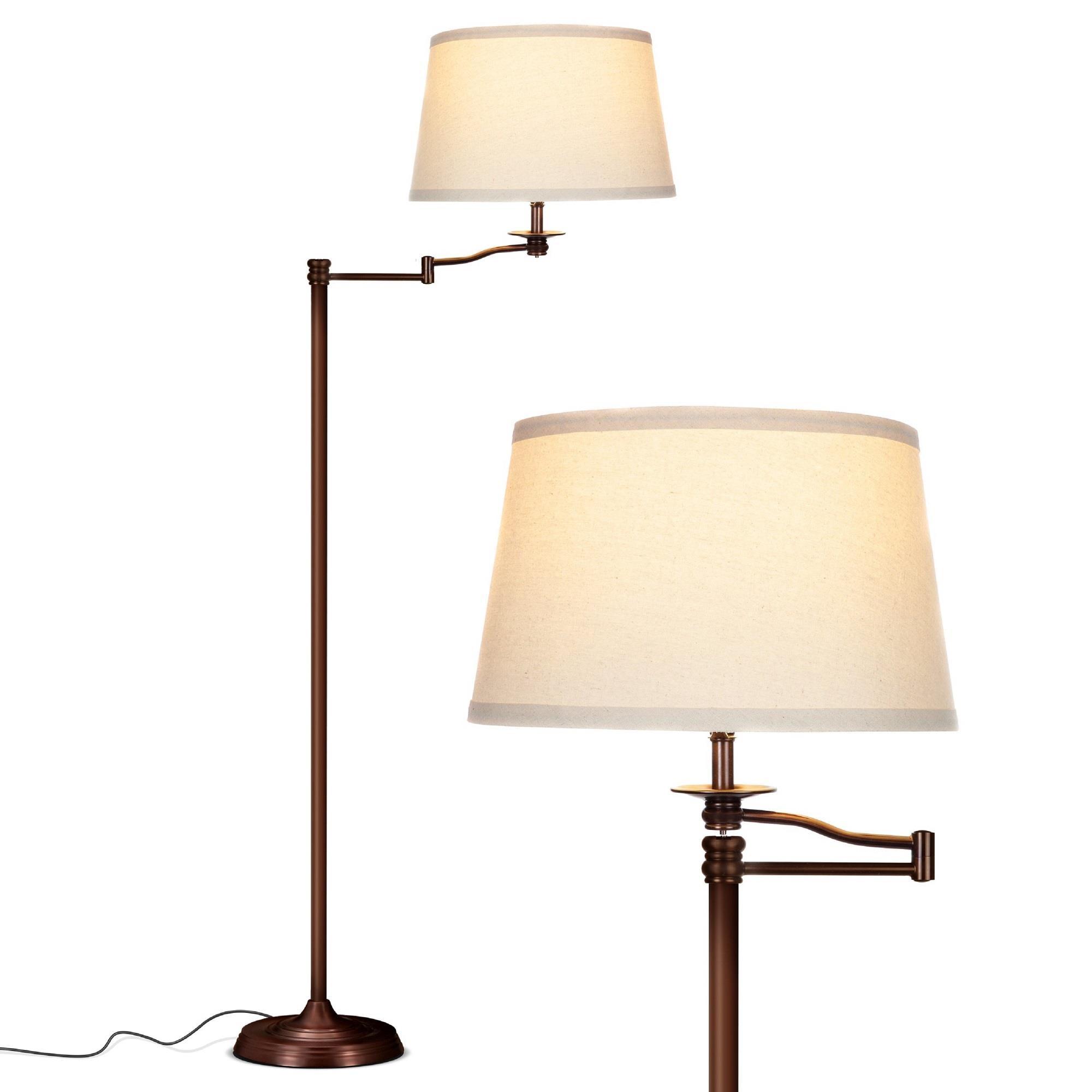 Caden 62 in. Mid-Century Modern Extendable LED Floor Lamp with Fabric Drum Shade