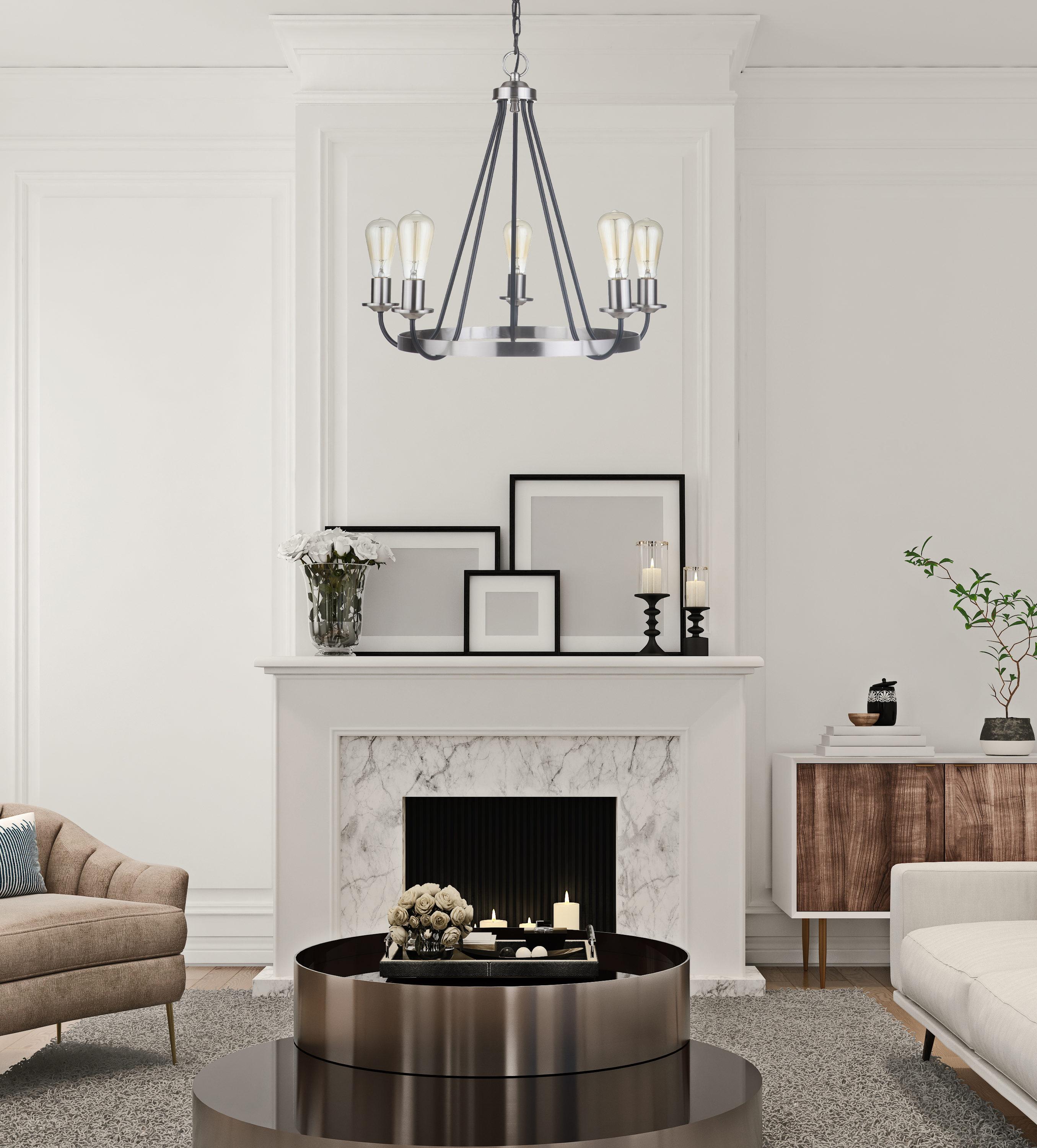 Craftmade Lighting Randolph 5 - Light Chandelier in  Flat Black/Brushed Polished Nickel