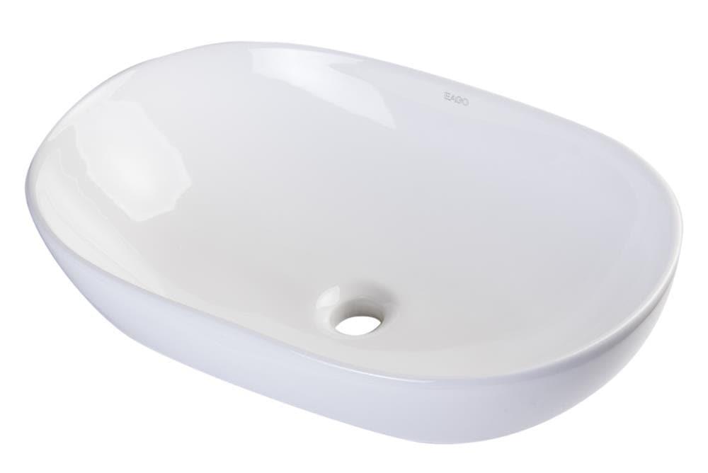 EAGO 14.75'' White Porcelain Oval Bathroom Sink