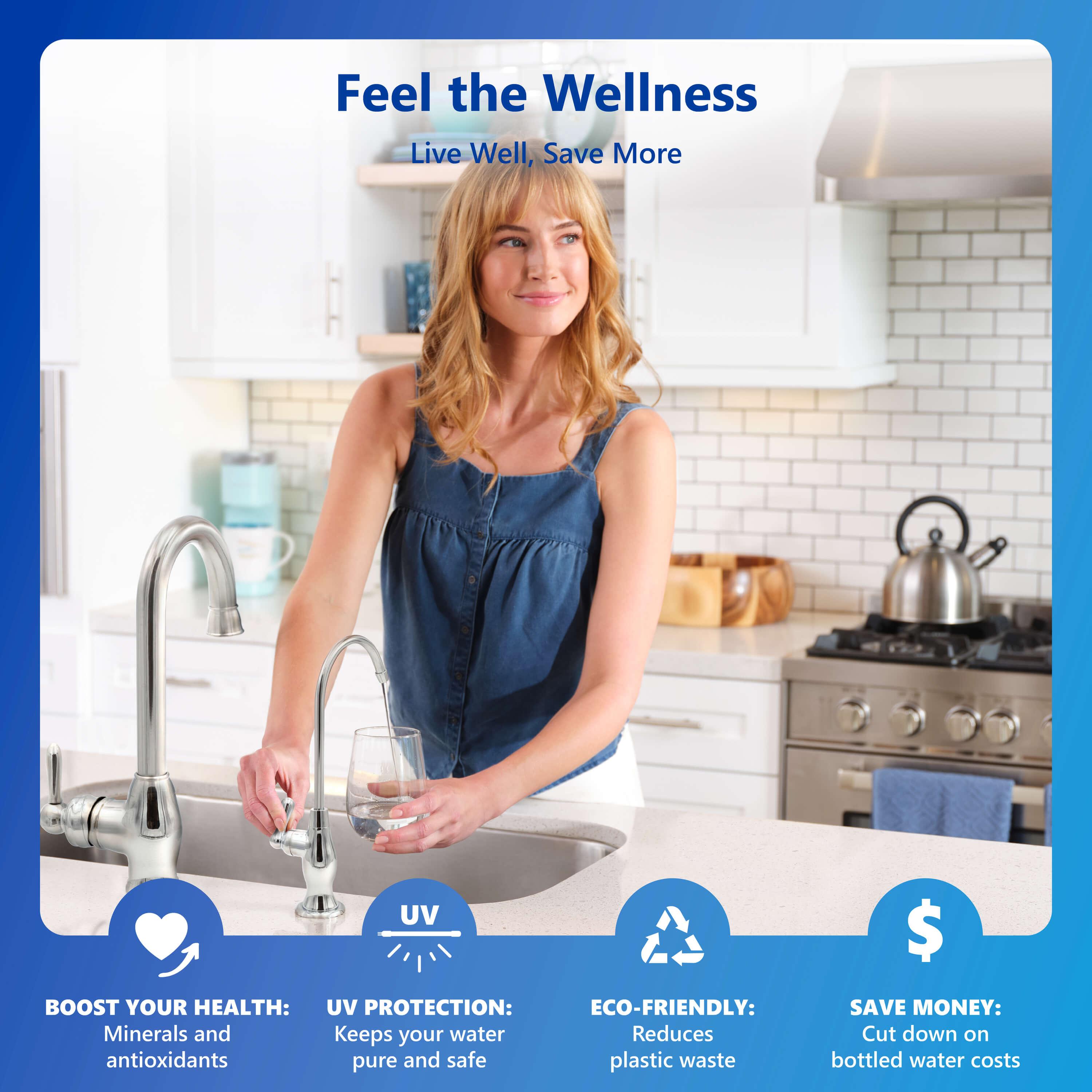 Express Water UV Reverse Osmosis Water Filtration System – 11 Stage UV Water Filter Deluxe Chrome Faucet & Tank – Under Sink Water Filter with Alkaline Filter for added Essential Minerals – 100 GDP