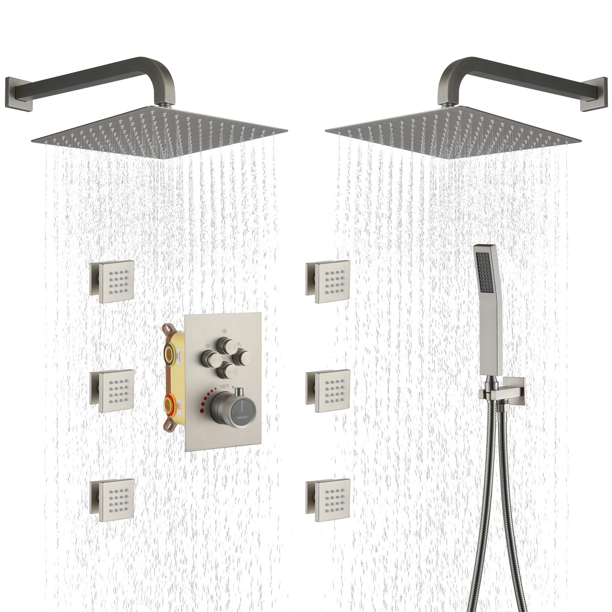 CASAINC Single Handle Thermostatic 4-function Shower Faucet Dual Showerhead