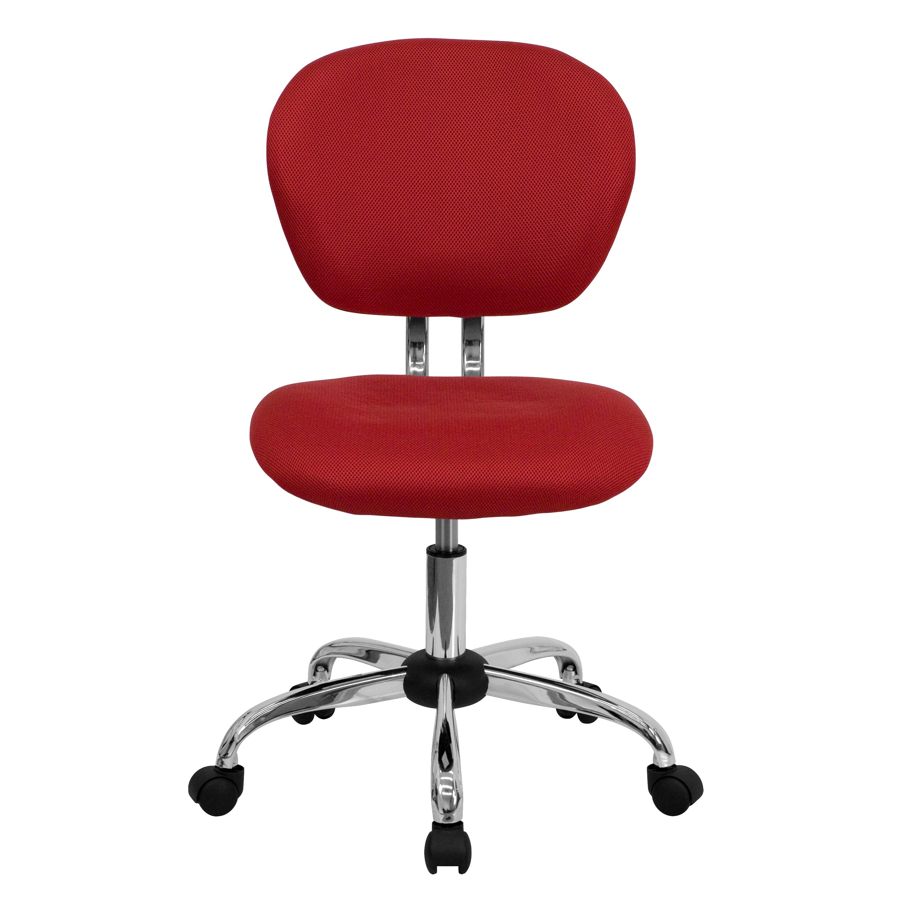 Flash Furniture Mid-Back Red Mesh Padded Swivel Task Office Chair with Chrome Base