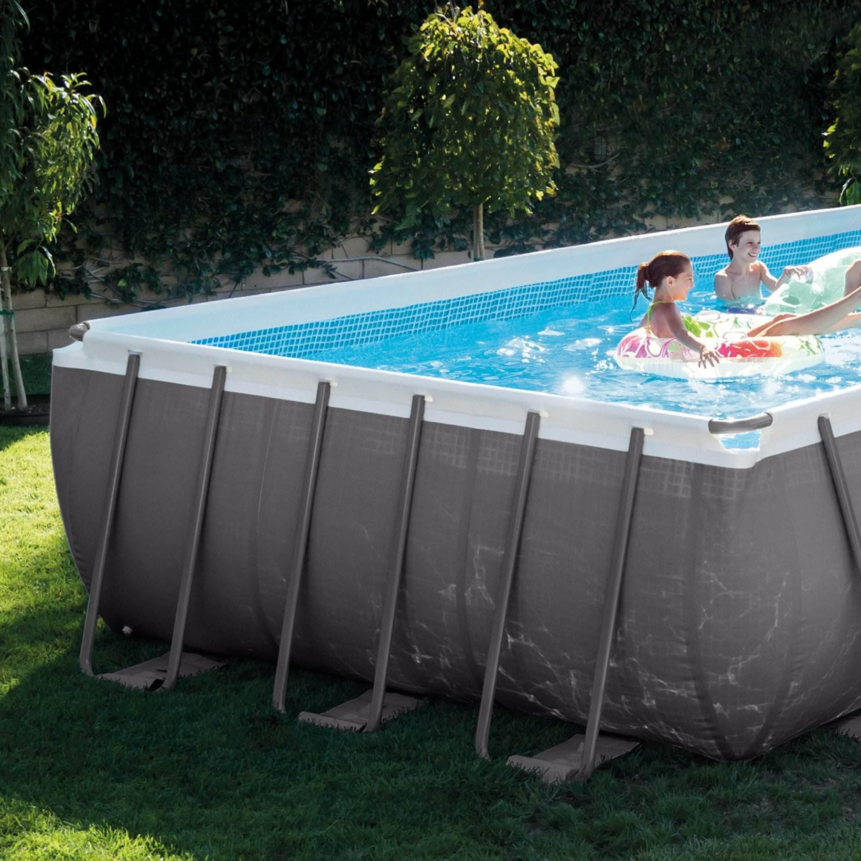 Intex 26363EH Ultra XTR 24ft x 12ft x 52in Outdoor Above Ground Rectangular Swimming Pool Set with 2 Lounge Pool Recliner Floats & 72 Can Cooler Float