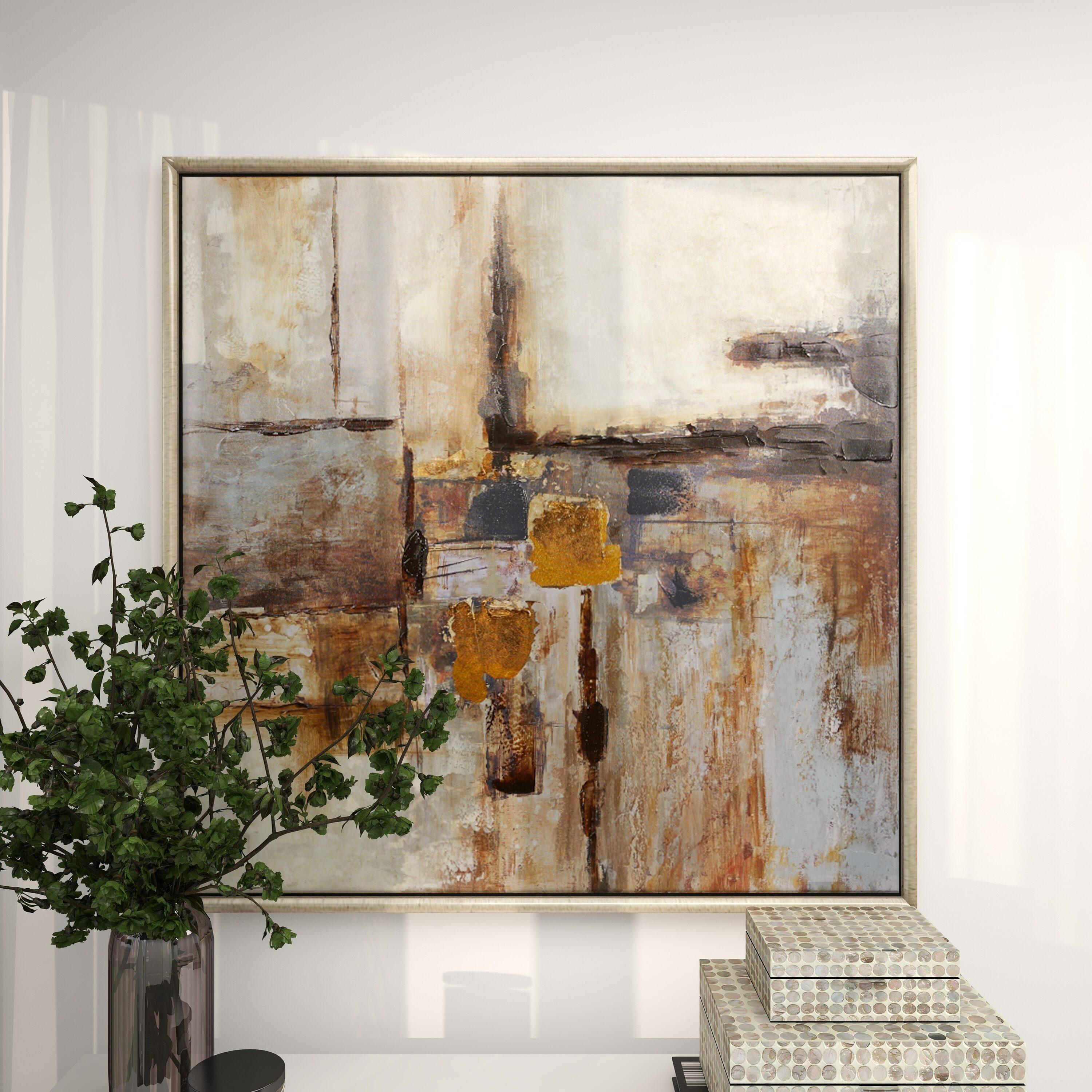 40" x 40" Abstract Framed Wall Art with Silver Frame, by DecMode