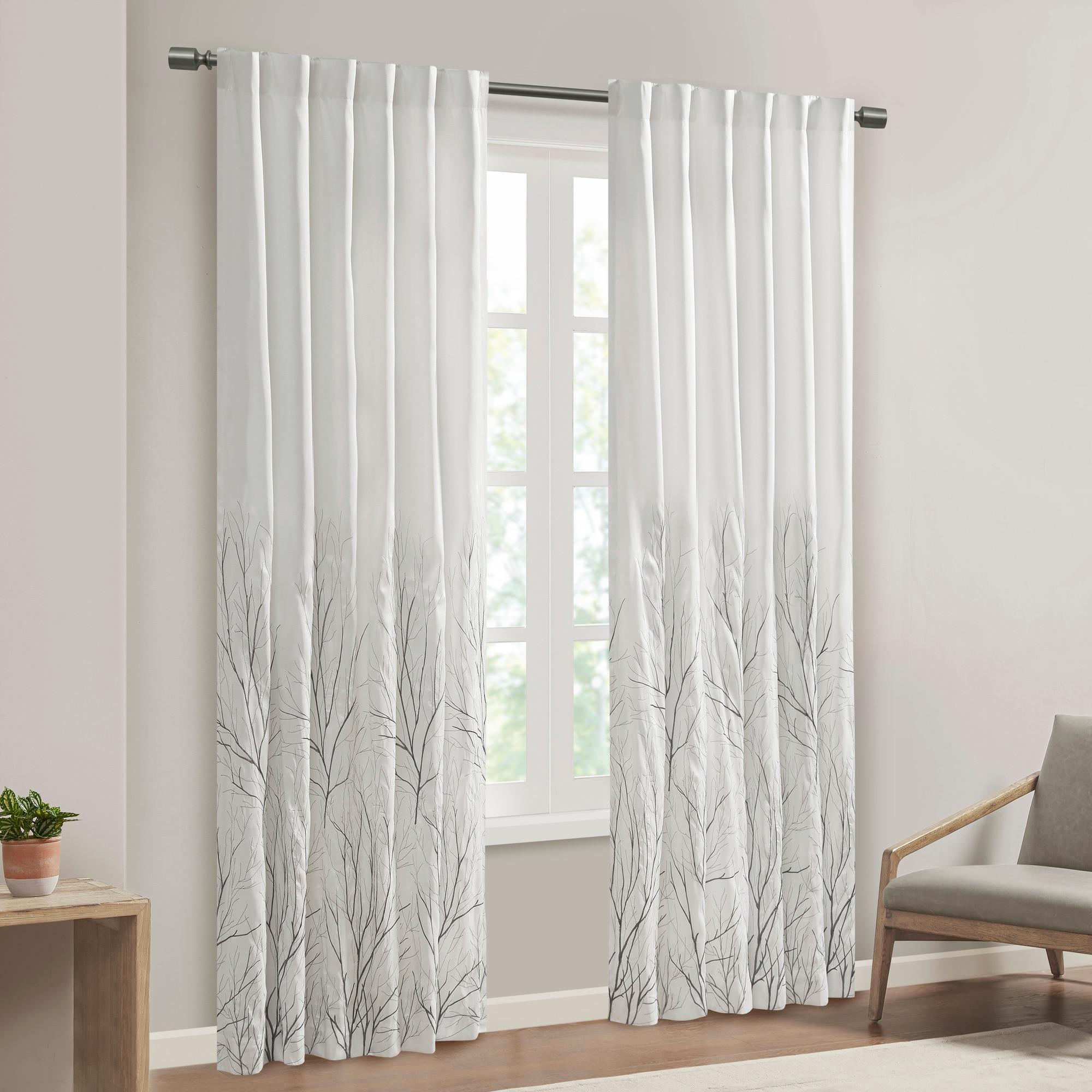 Andora Embroidered Branch Rod Pocket Single Curtain Panel