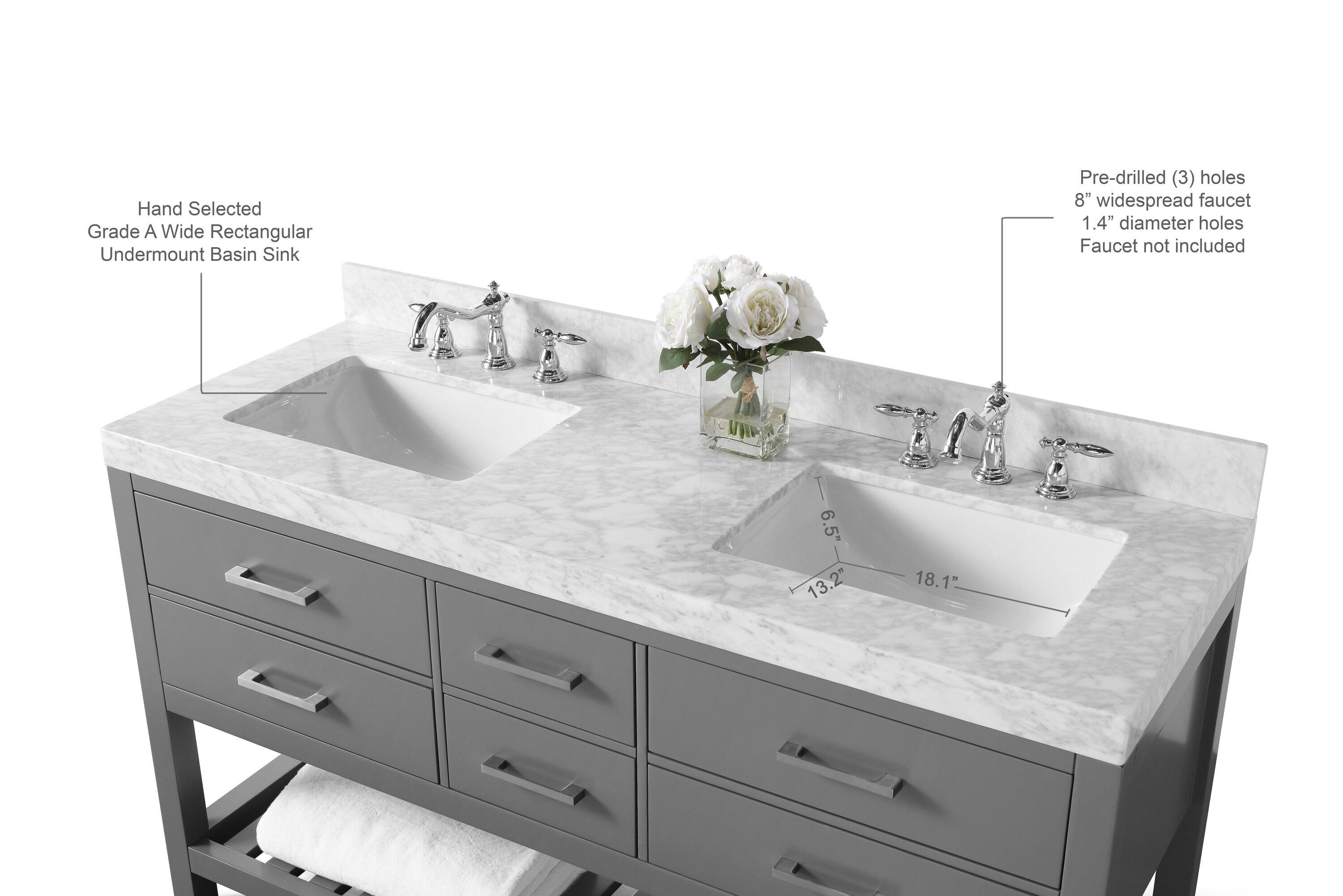 Elizabeth 60 in. Bath Vanity Set in Sapphire Gray with Italian Carrara White Marble Vanity top and White Undermount Basin