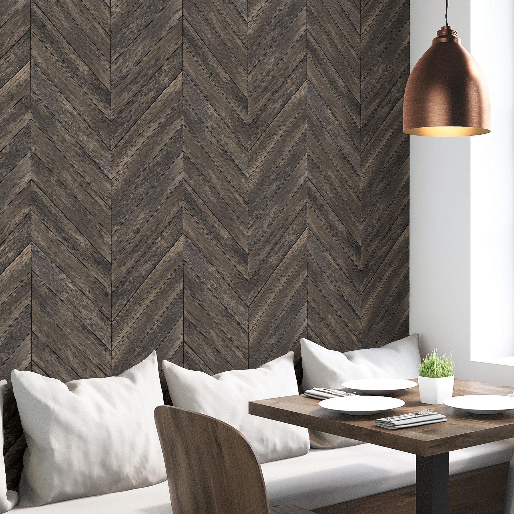 InHome Wildwood Peel And Stick Wallpaper Walnut: Self-Adhesive Vinyl, Wood Grain Design, Modern Decor, Peelable & Washable