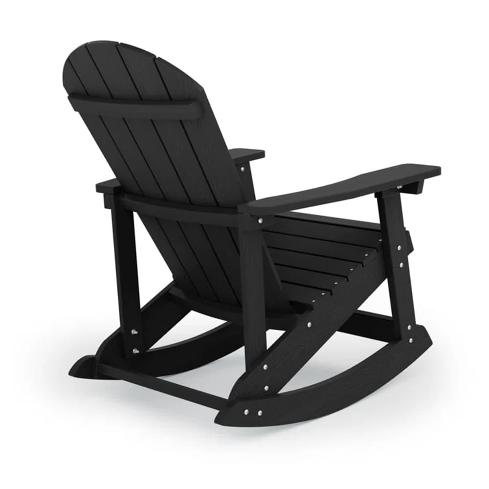JUSTLET Plastic Adirondack Rocking Chair,HDPE All-Weather Outdoor Rocking Adirondack Chair for Porch, Patio, Balcony,Black