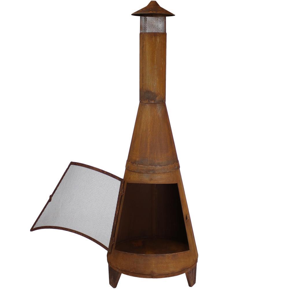 SunnyDaze Decor 70'' H x 23.5'' W 70" Rust Patina Finish Steel Wood-Burning Chiminea with Spark Screen