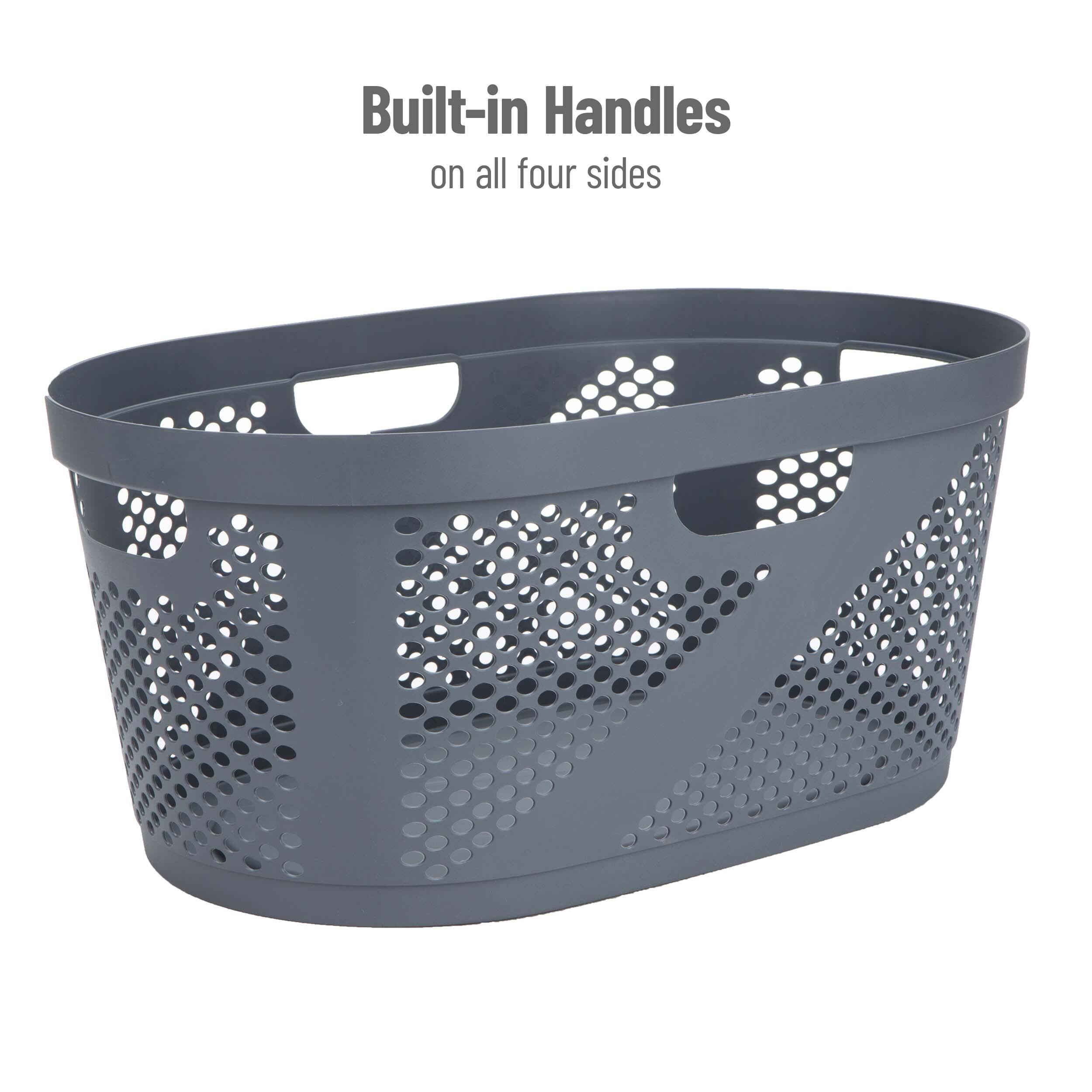 Mind Reader Mind Reader 40L Laundry Basket, Clothes Hamper, Ventilated, Plastic, 23"L x 14.5"W x 10.5"H, 2 Pack (Set of 2)