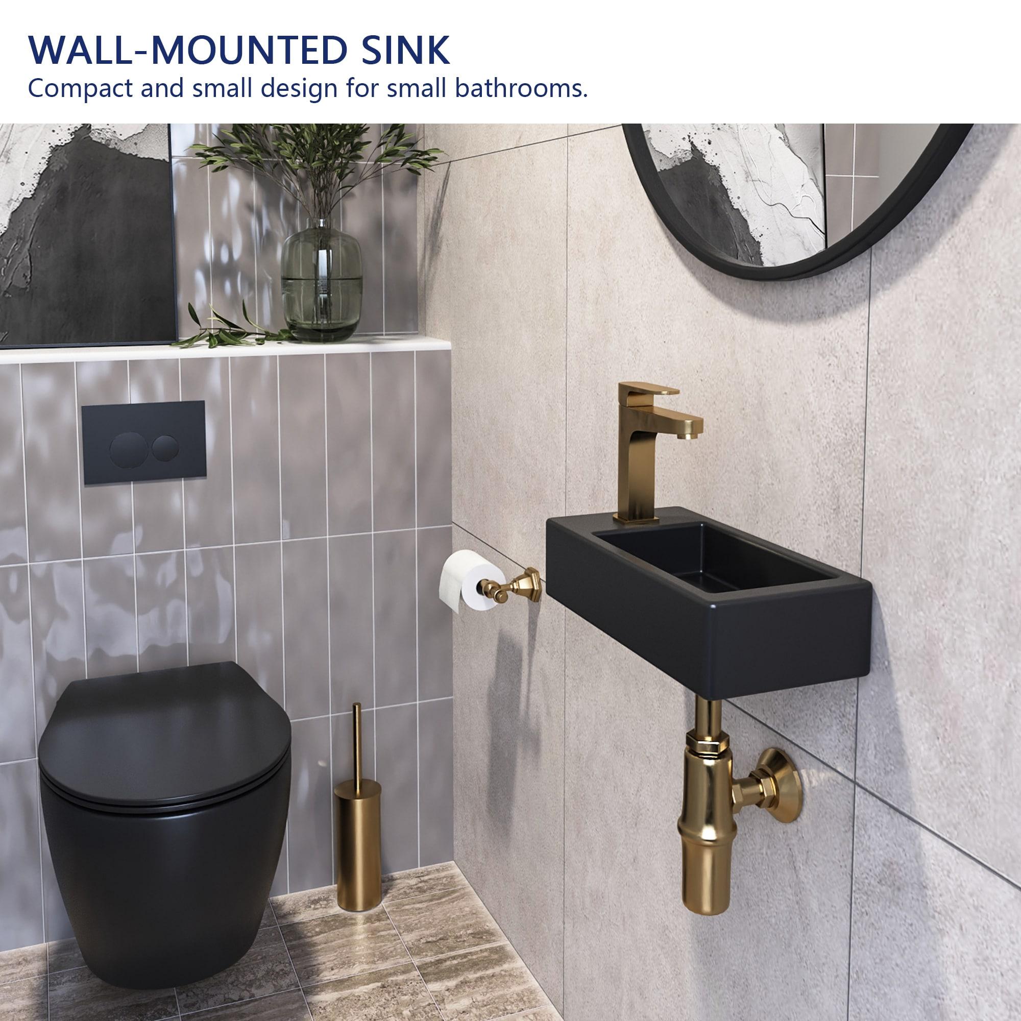 Liberty 14.57'' x 7'' Vitreous China Rectangular Wall Mount Bathroom Sink with Left Faucet Hole for Small Space