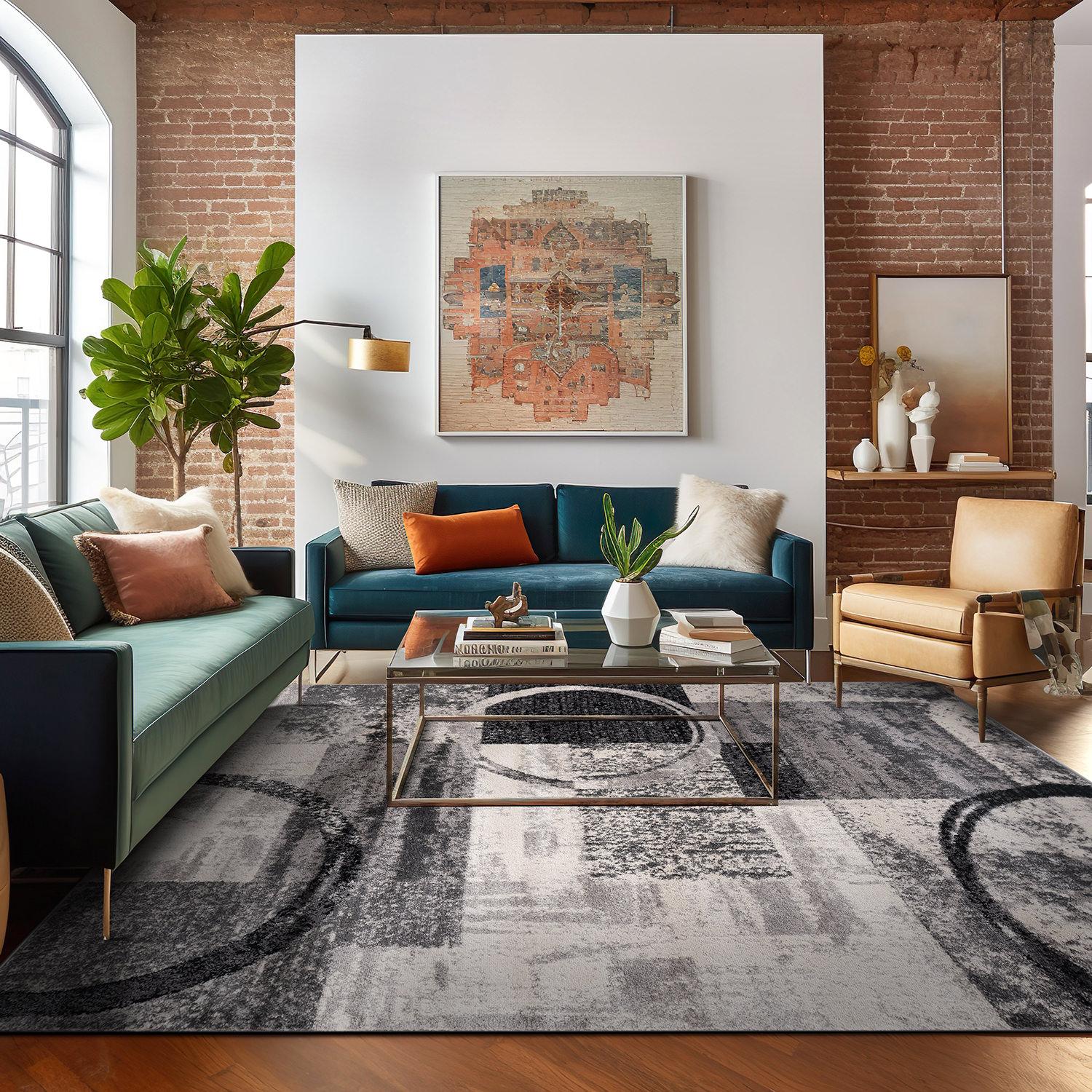 World Rug Gallery Abstract Circle Cream 3'3"x5' Area Rug