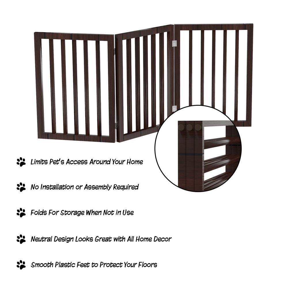 Pet Adobe Freestanding 3-Panel Pet Gate for Hallways, Doorways, and Stairs - 54.75", Dark Brown