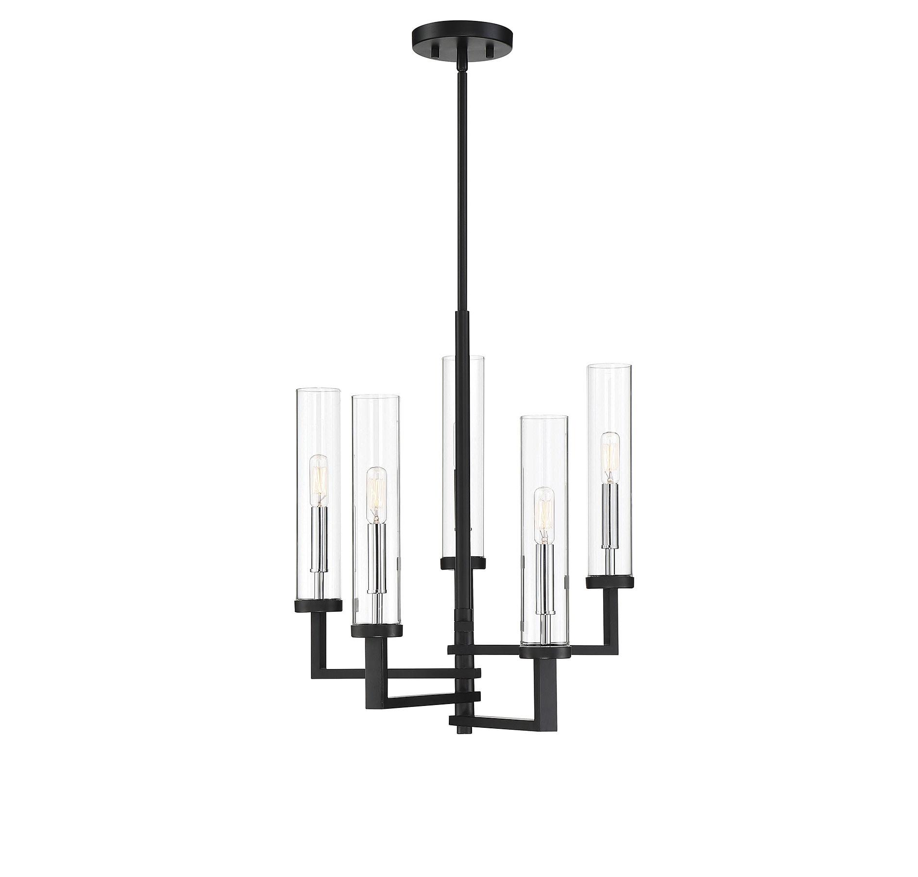Savoy House Folsom 5 - Light Chandelier in  Matte Black/Polished Chrome