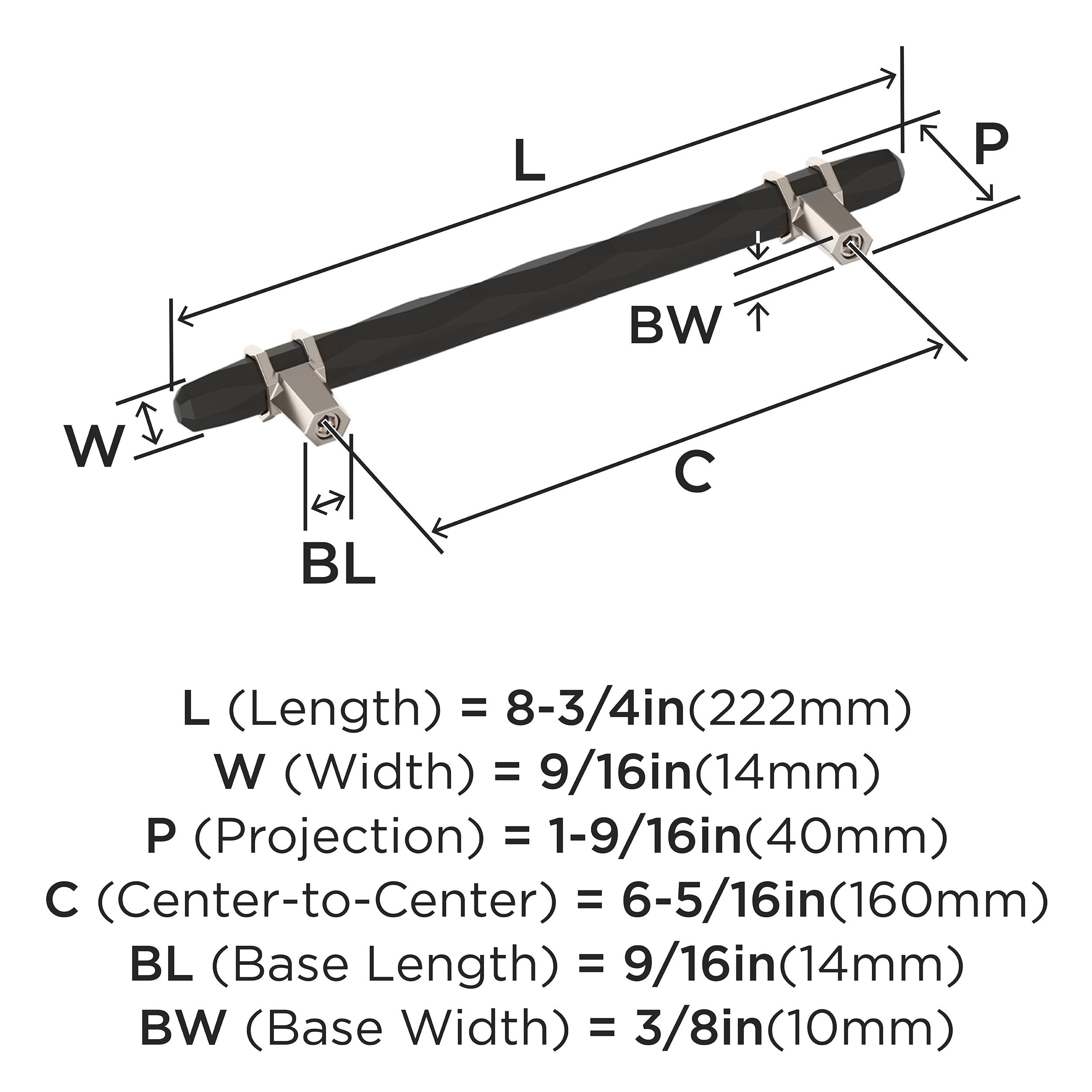 Amerock London 6-5/16 inch (160mm) Center-to-Center Black Bronze/Polished Nickel Cabinet Pull