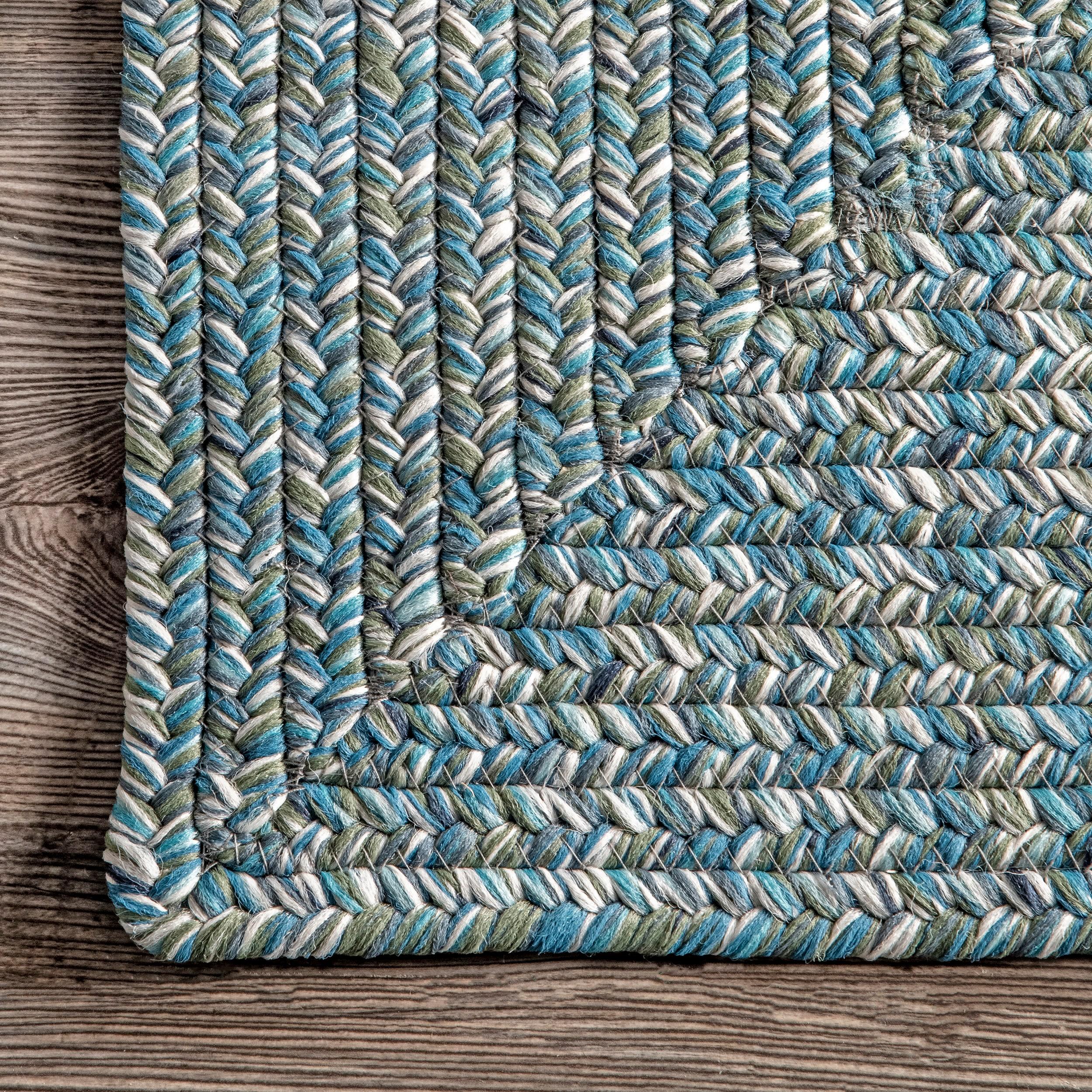 Aqua Braided Reversible Handmade 3' x 5' Synthetic Rug