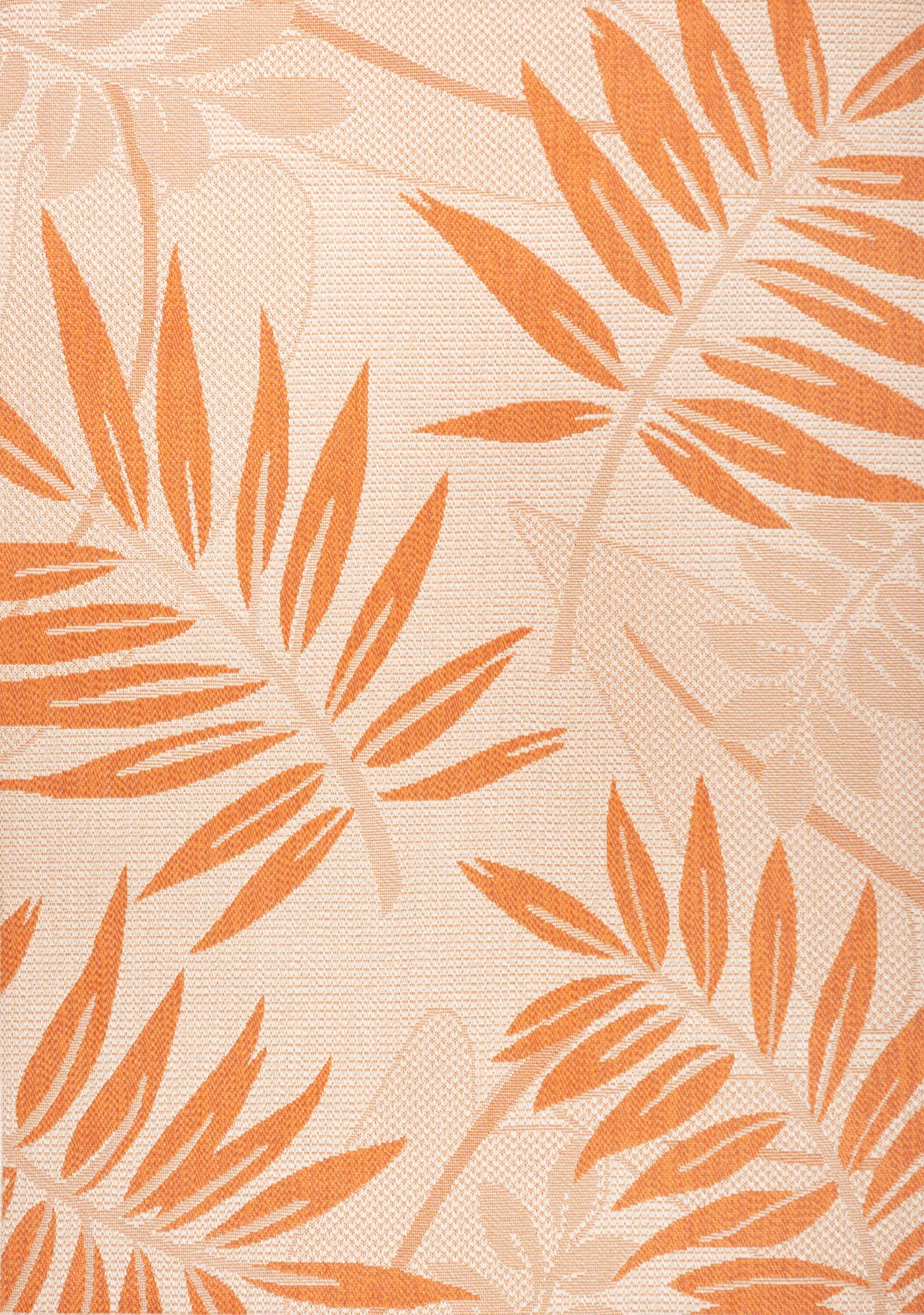 3' x 5' Havana Tropical Palm Leaf Indoor/Outdoor Area Rug, Cream/Orange - JONATHAN Y