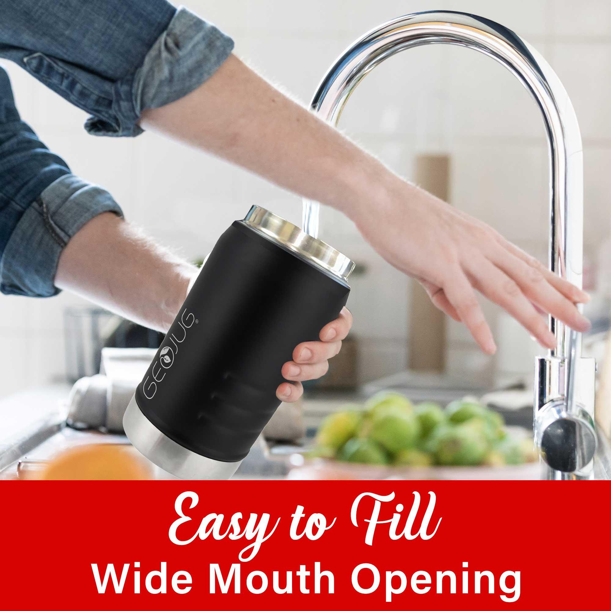 Brentwood Vacuum-Insulated Stainless Steel Sports Water Jug with Spout Straw Lid, and Handle with Fence Hook (40 Oz.; Black)