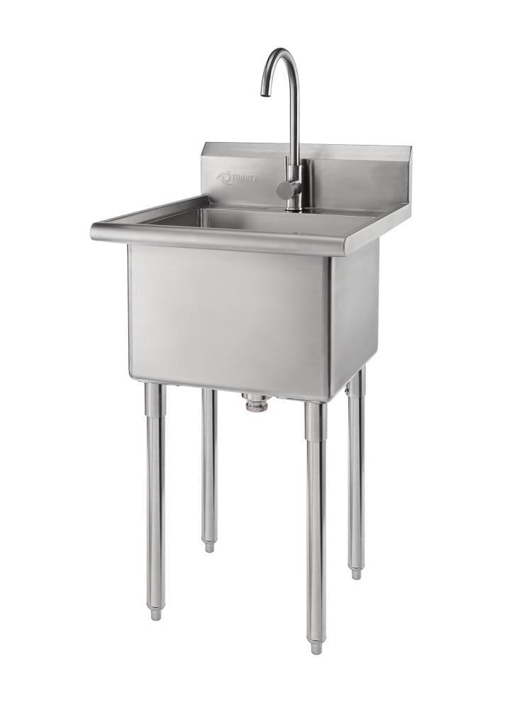 TRINITY EcoStorage 21.5 in. W x 49.3 in. H x 24 in. D NSF Stainless Steel Utility Sink w/ Faucet