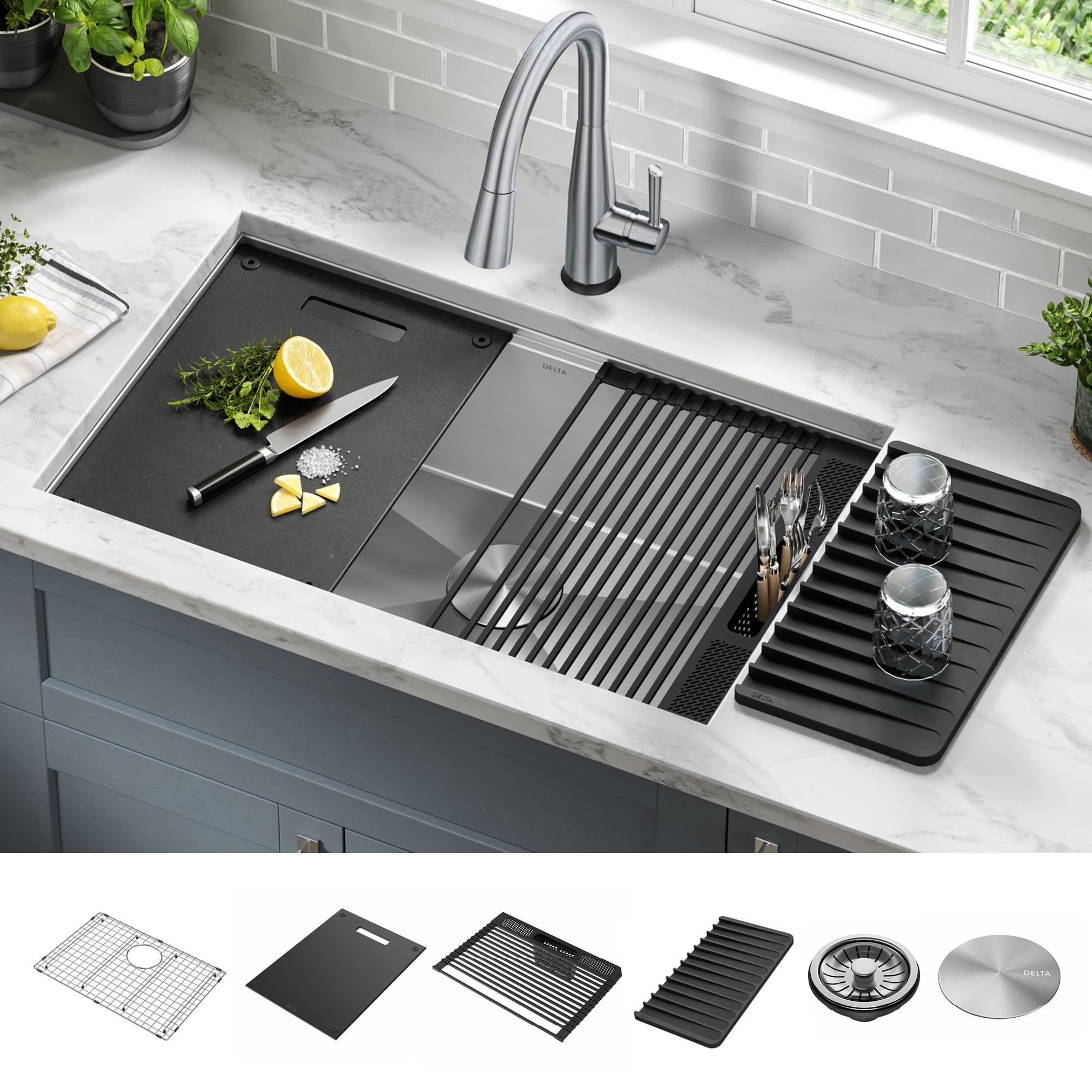 Delta Rivet™ 30" L Workstation Kitchen Sink Undermount 16 Gauge Stainless Steel Single Bowl