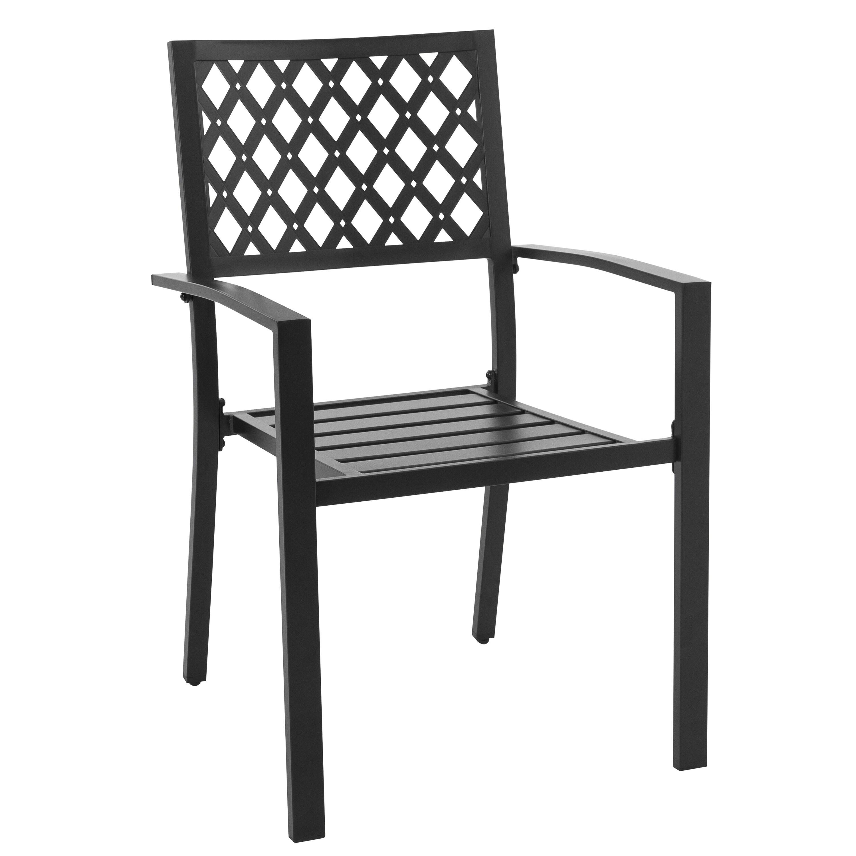 Nuu Garden Outdoor Dining Chair, Patio Dining Chair Set, Stackable Design, All-weather Iron Frame with Powder-coated Finish for Indoors and Outdoors, Patio, Deck, Garden, Yard, Black