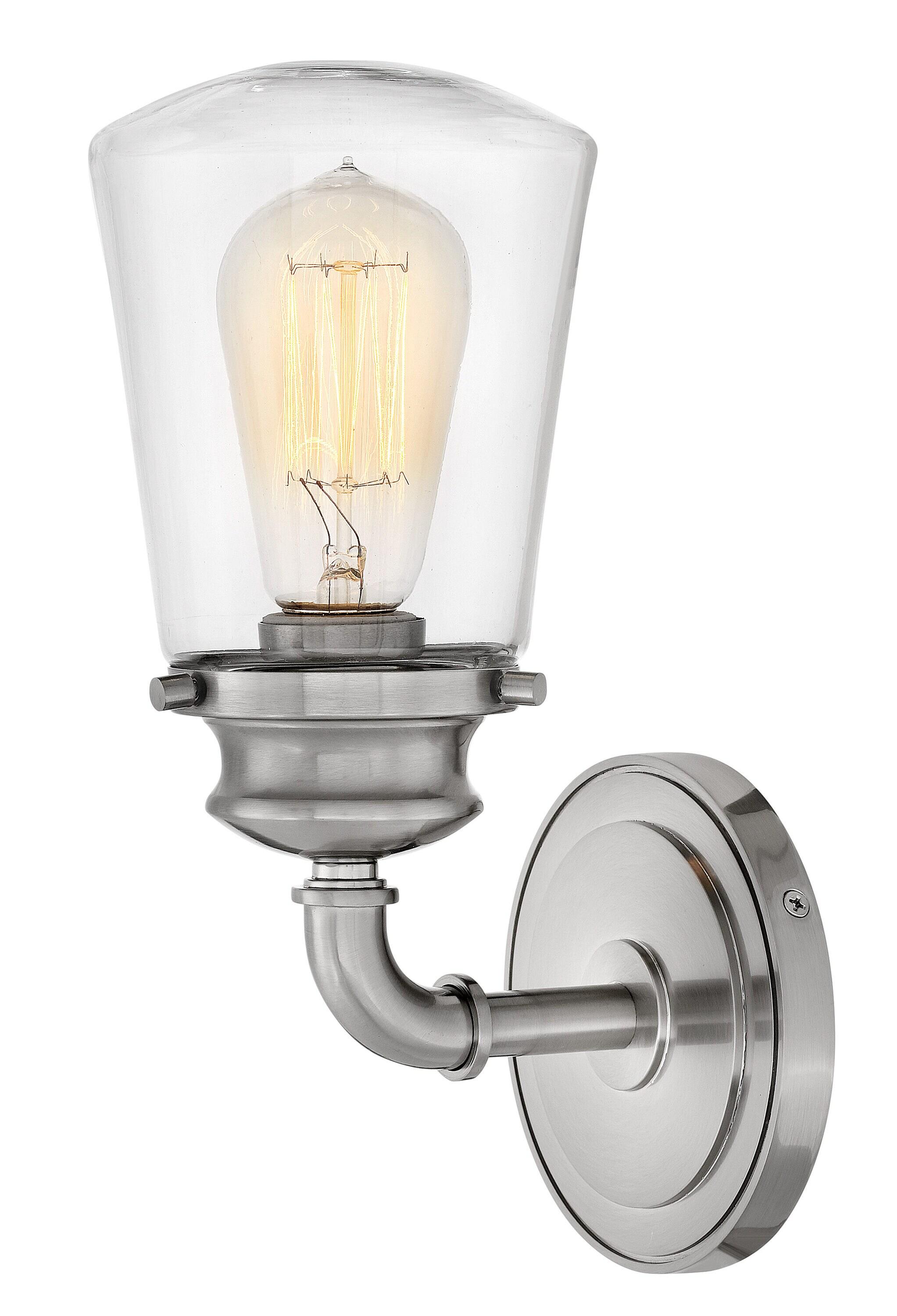 Fritz Outdoor Brushed Nickel Dimmable Wall Sconce with Clear Glass