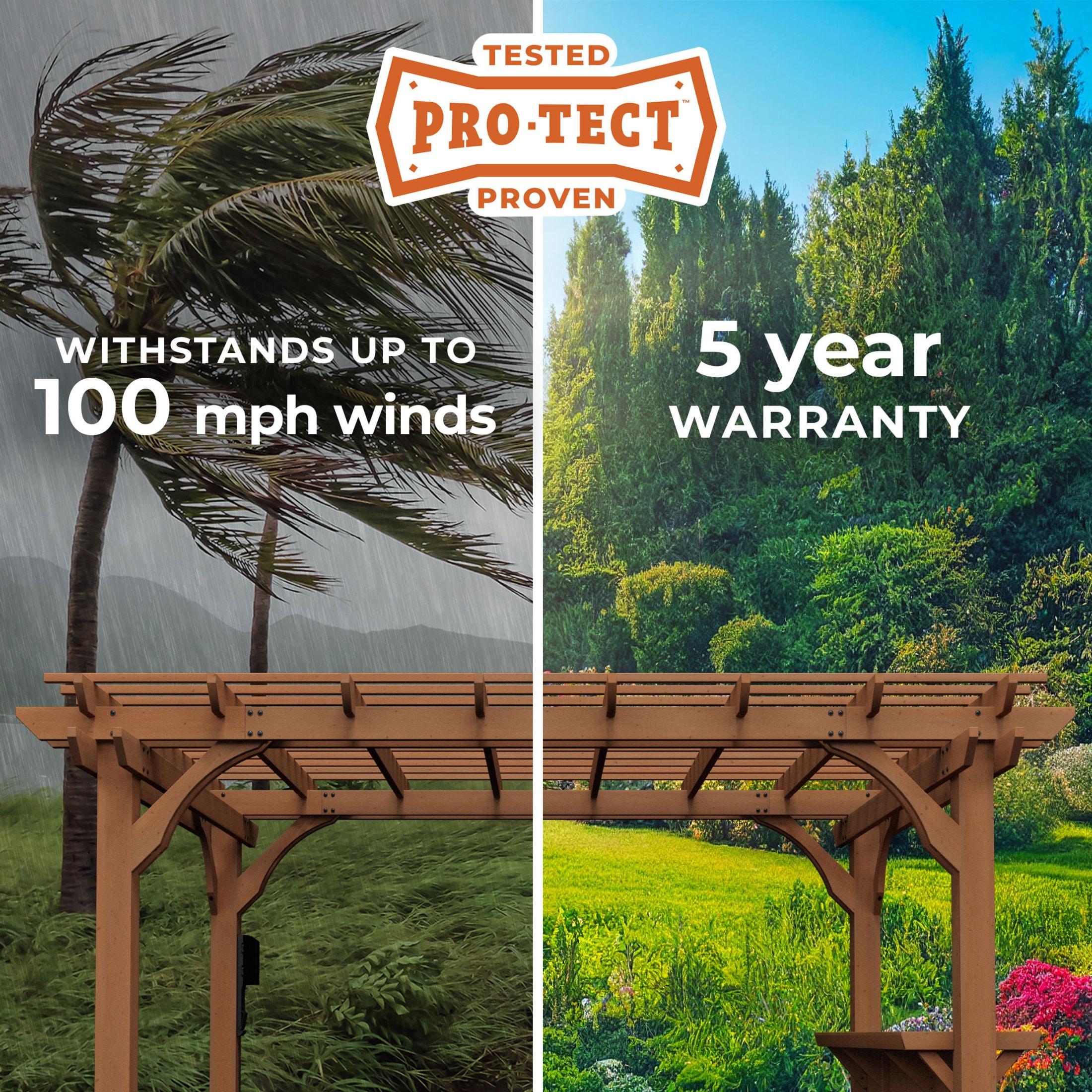 Ashland 14 ft x 10 ft Brown Cedar Wood Outdoor Pergola with Bar