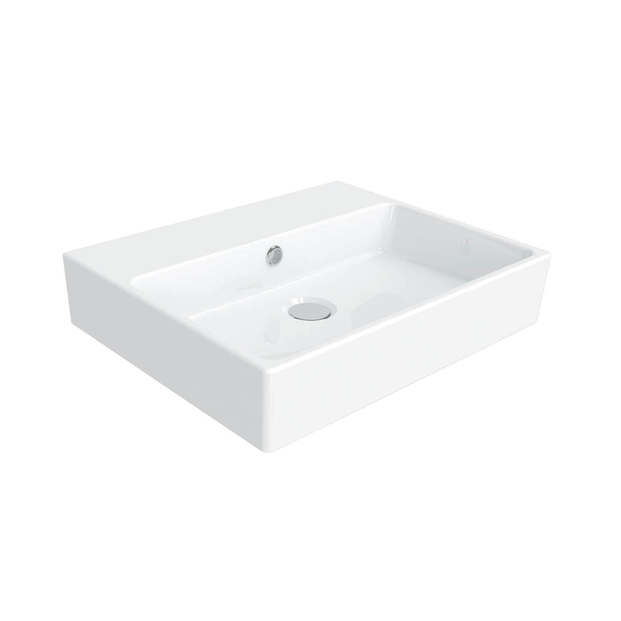 WS Bath Collections Simple 15.7'' White Ceramic Rectangular Bathroom Sink with Overflow