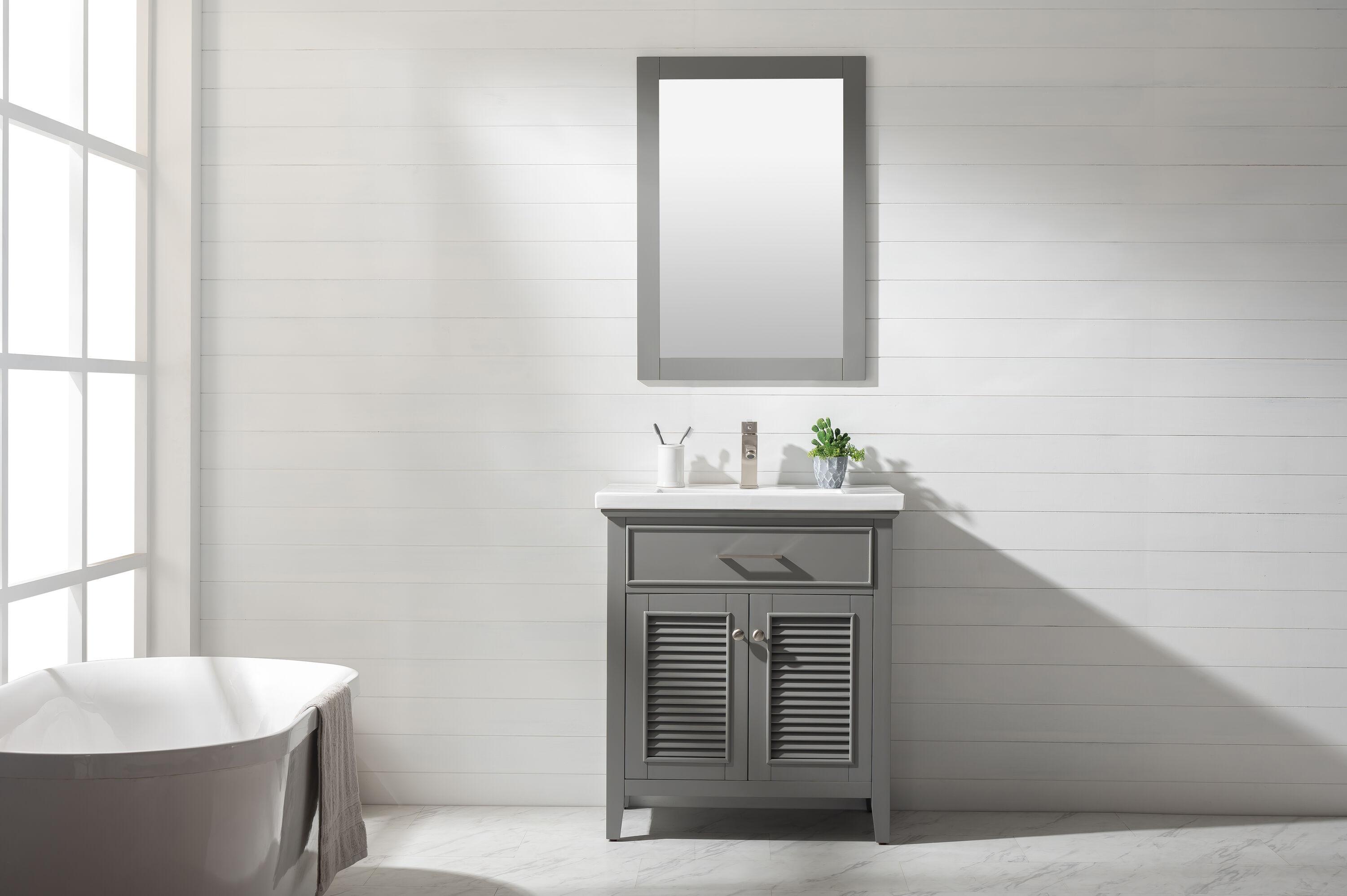 Design Element Cameron 30" Wood Single Sink Vanity In Gray Finish