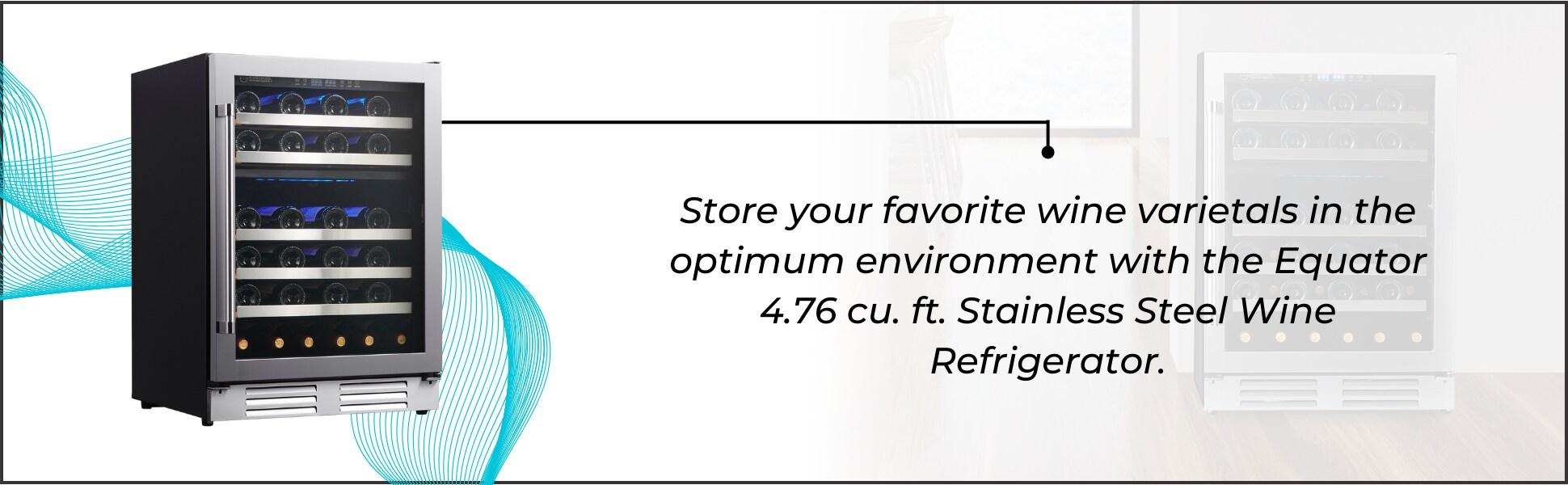 Equator Advanced Appliances Dual Zone 52-Bottle Free Standing/Built-in Wine Cooler Stainless 110V