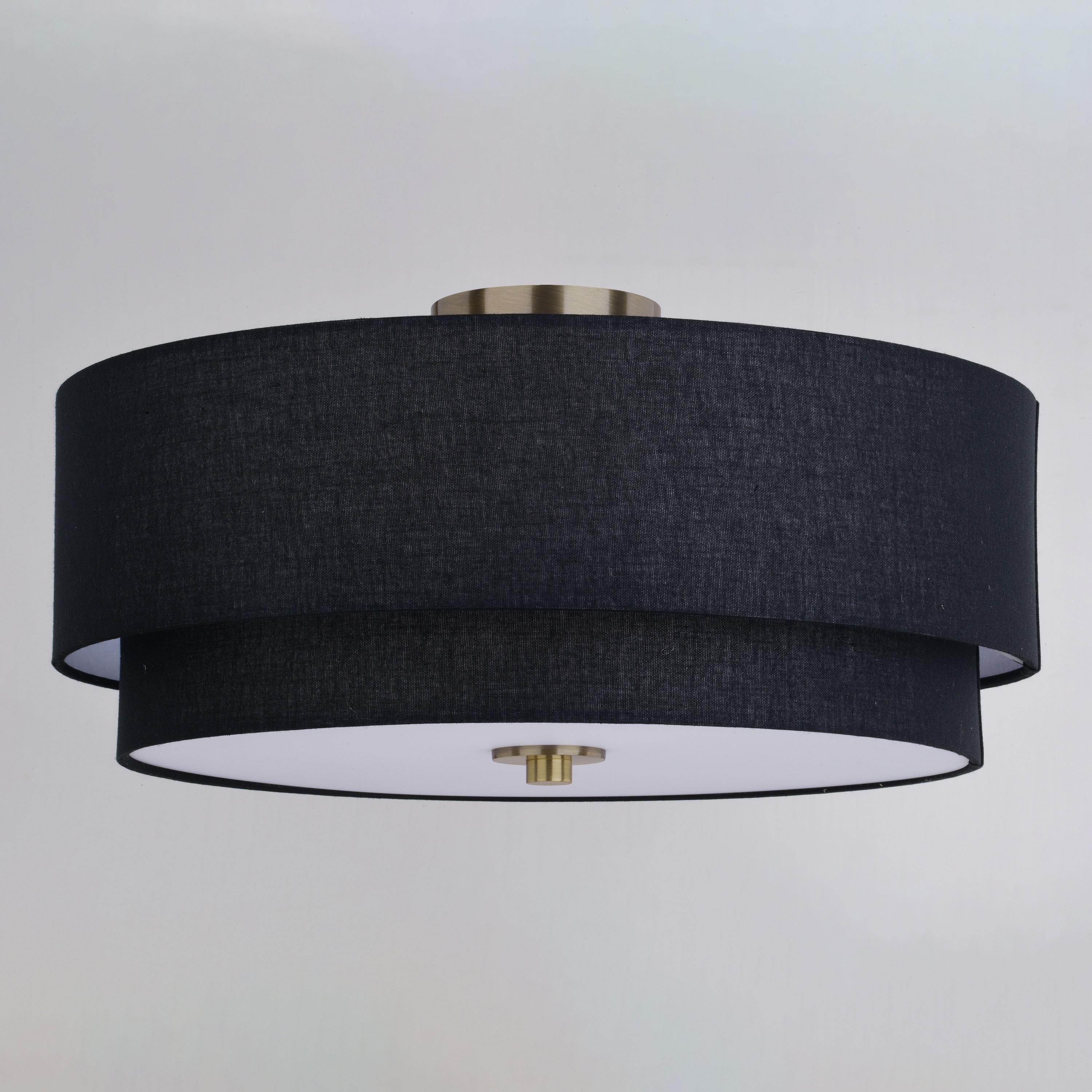 Vaxcel Burnaby 20.5-in. 4 Light Semi-Flush Matte Brass with Black Fabric