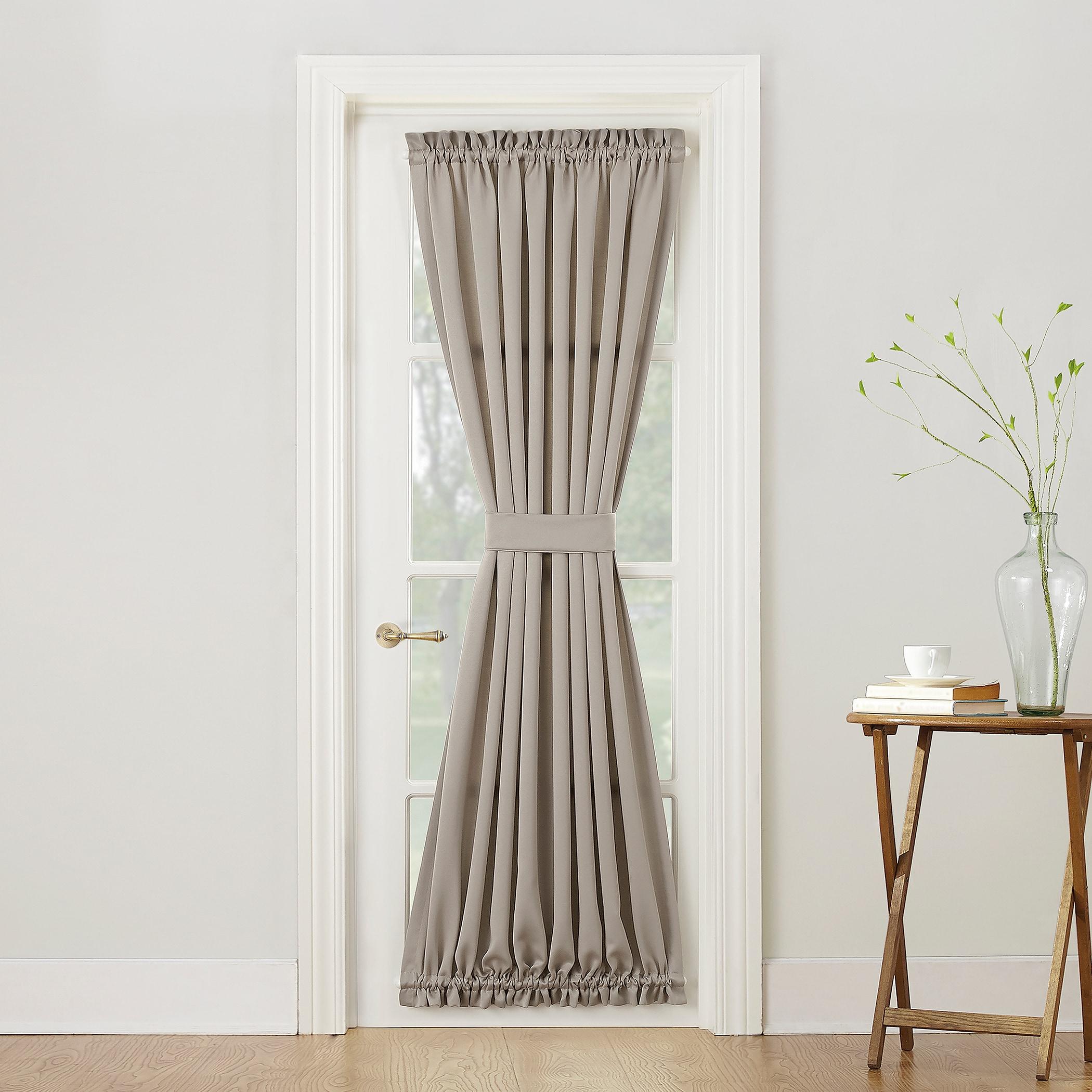 54"x72" Sun Zero Room Darkening Seymour Rod Pocket Door Curtain Panel Stone: Energy Efficient, Noise Reduction, Thermal Insulated
