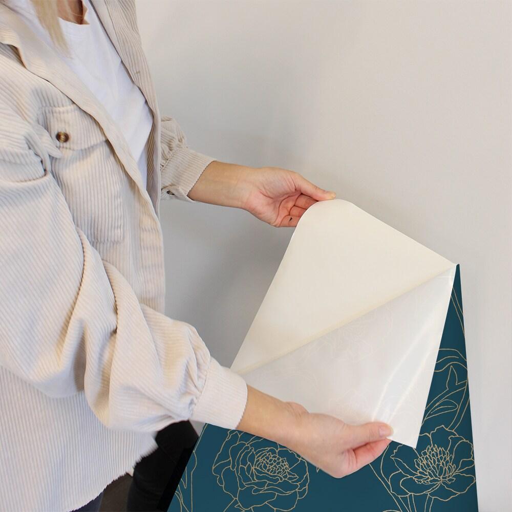 Tempaper & Co.® Peonies Removable Peel and Stick Wallpaper, Peacock Blue and Metallic Gold Floral, 28 sq. ft.: Vinyl Self-Adhesive