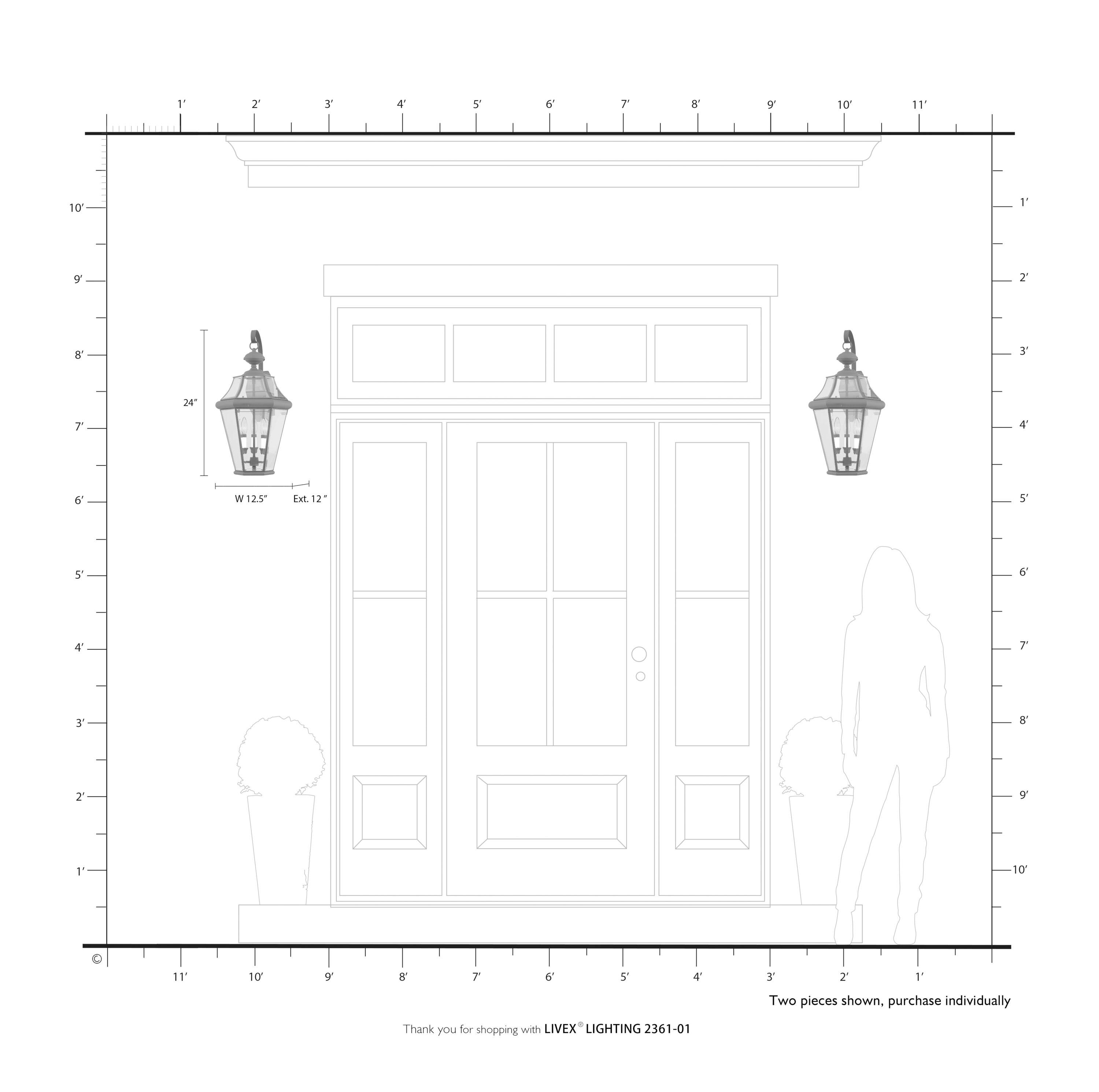 Livex Lighting Georgetown 3 - Light Wall Light in  Antique Brass