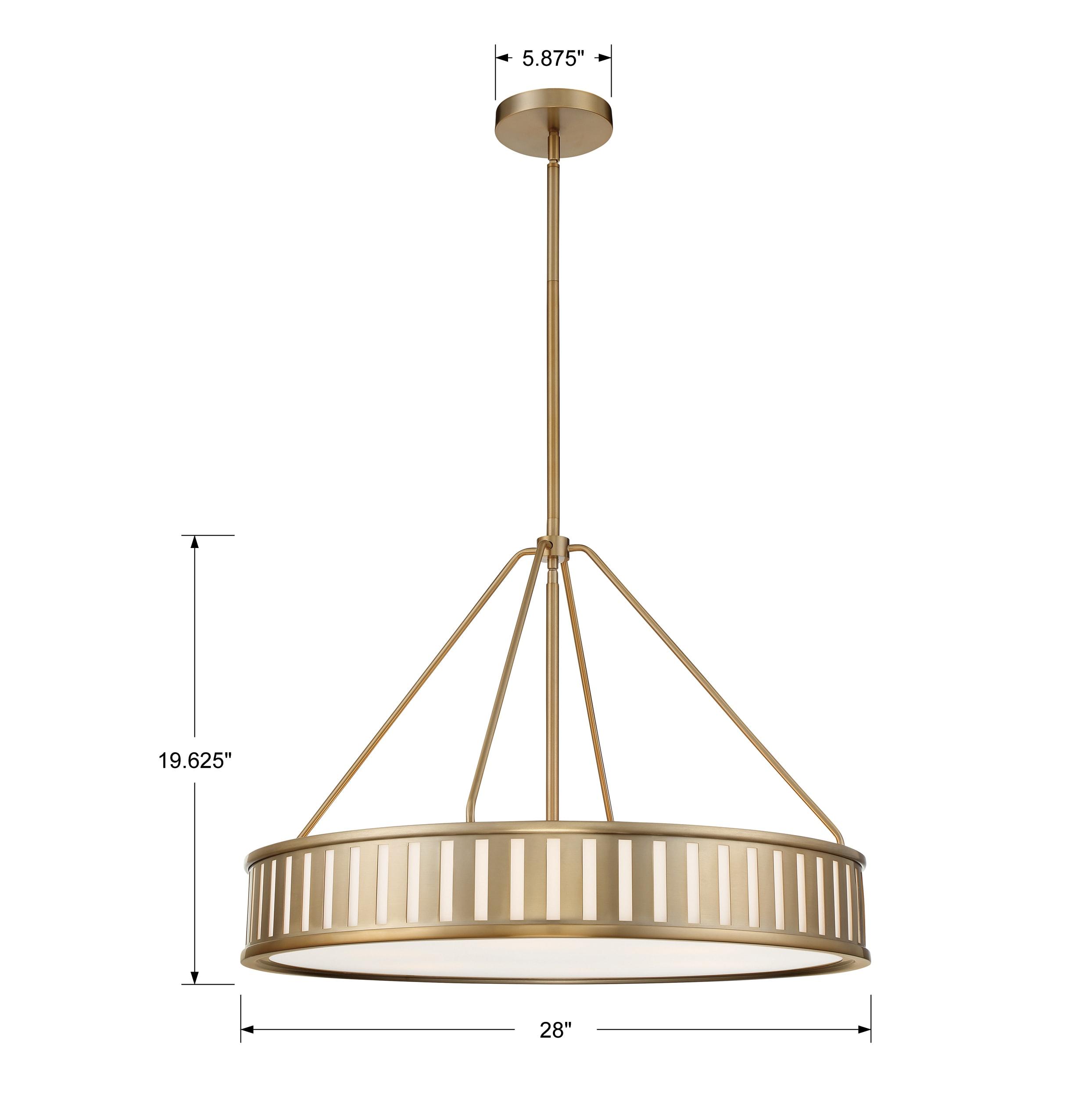 Elegant Kendal 6-Light Vibrant Gold Drum Pendant with White Glass