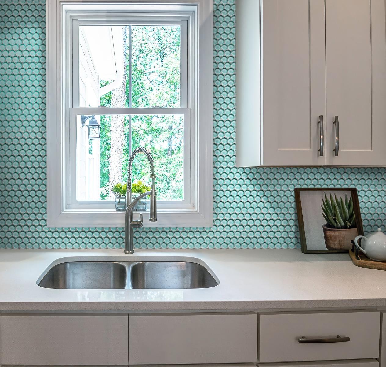 Apollo Tile Penny 1 " X 1 " Straight Edge Glass Mosaic Sheet Wall & Floor Tile