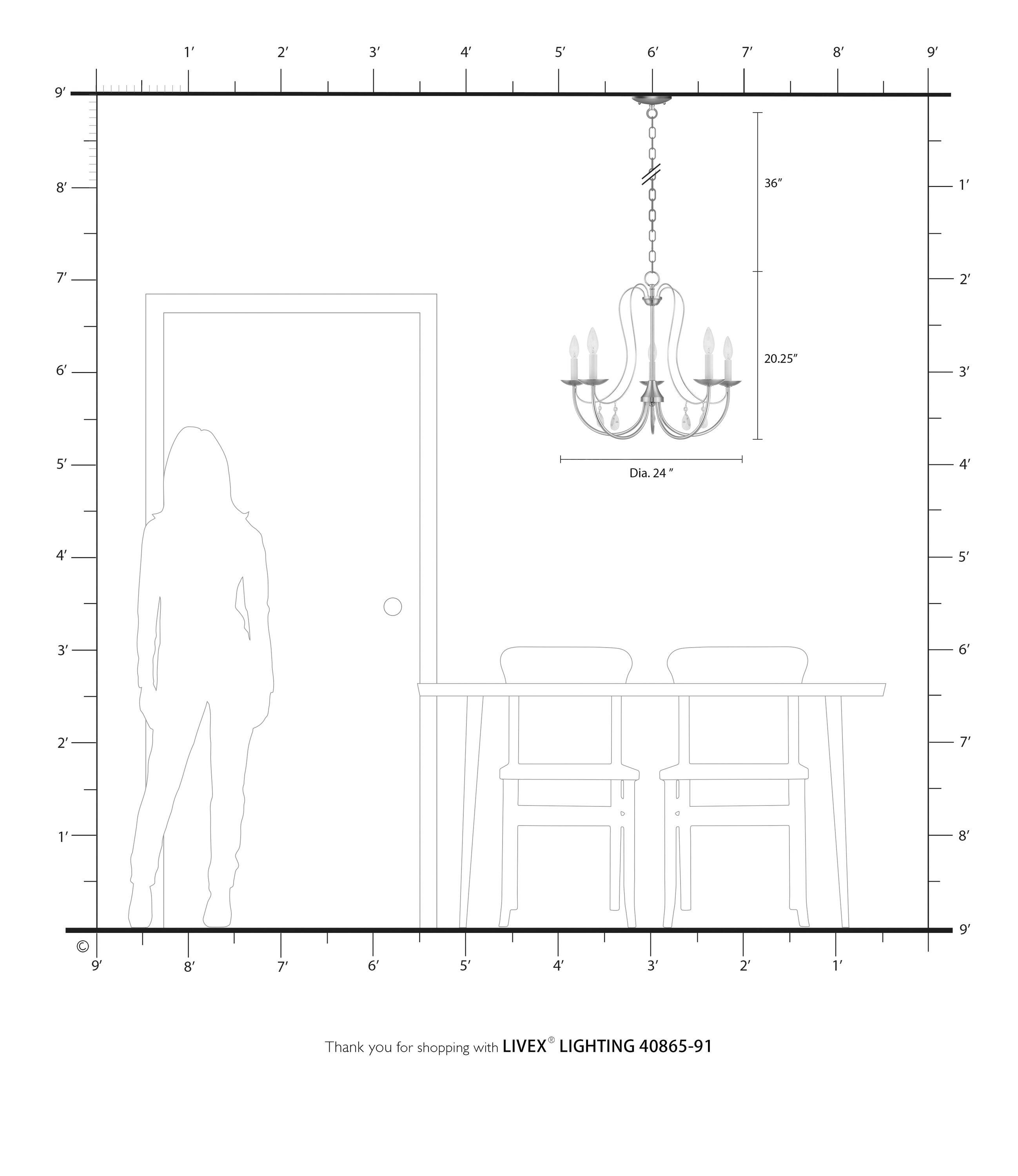 Livex Lighting Mirabella 5 - Light Chandelier in  Brushed Nickel