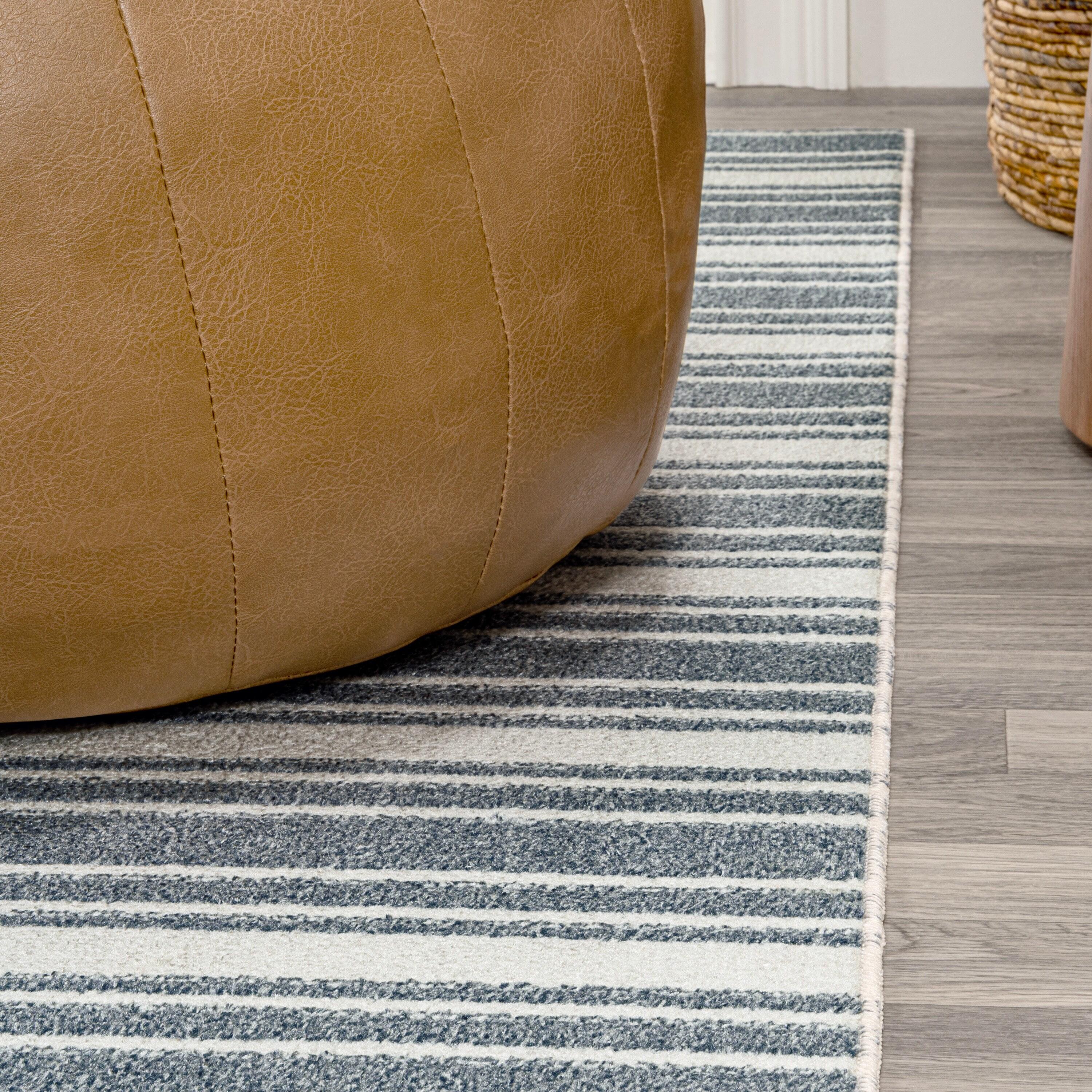 JONATHAN Y Fawning Two-Tone Striped Classic Low-Pile Machine-Washable Cream/Dark Gray 8 ft. x 10 ft. Area Rug