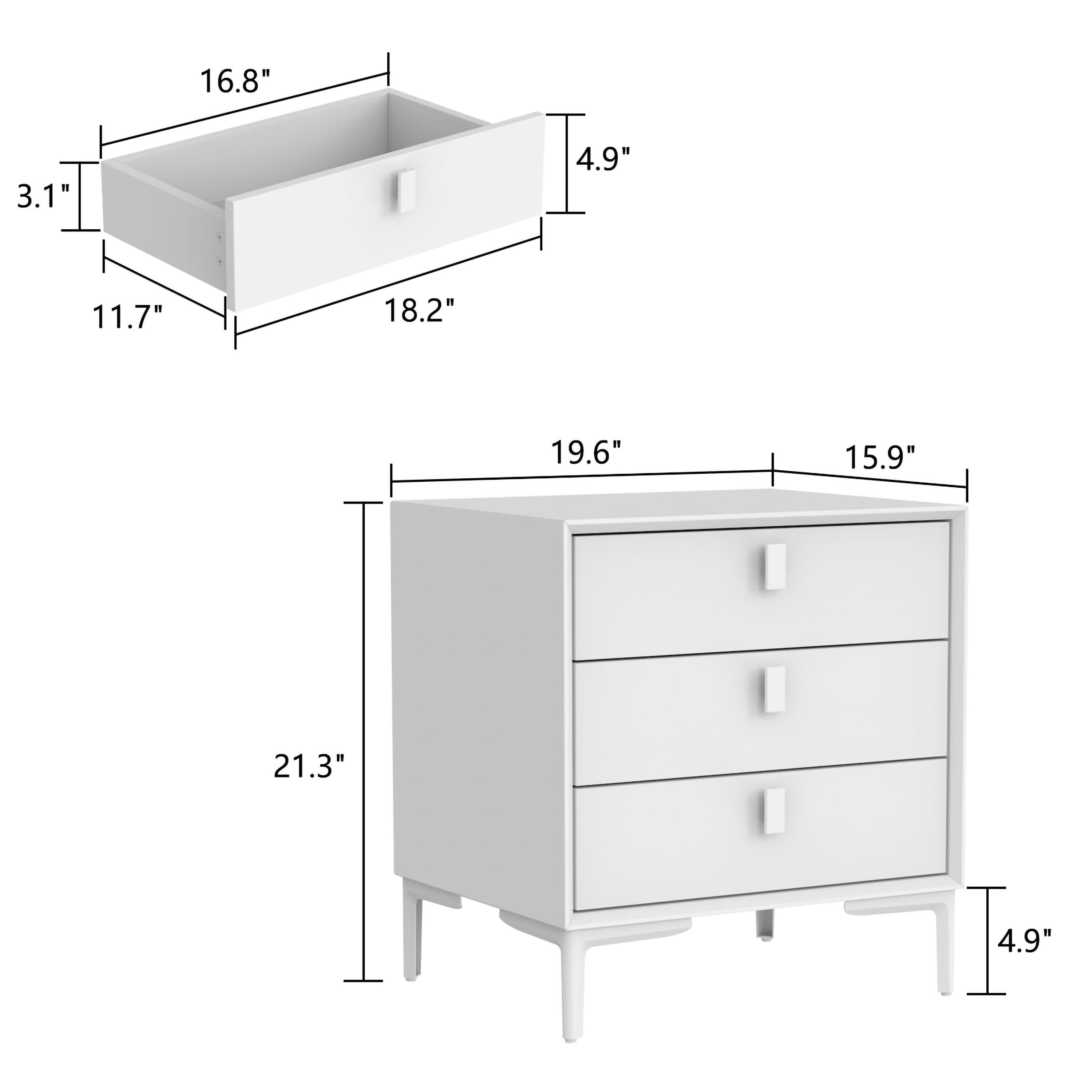 FUFU&GAGA Black Nightstand Sideboard Table 3-drawer