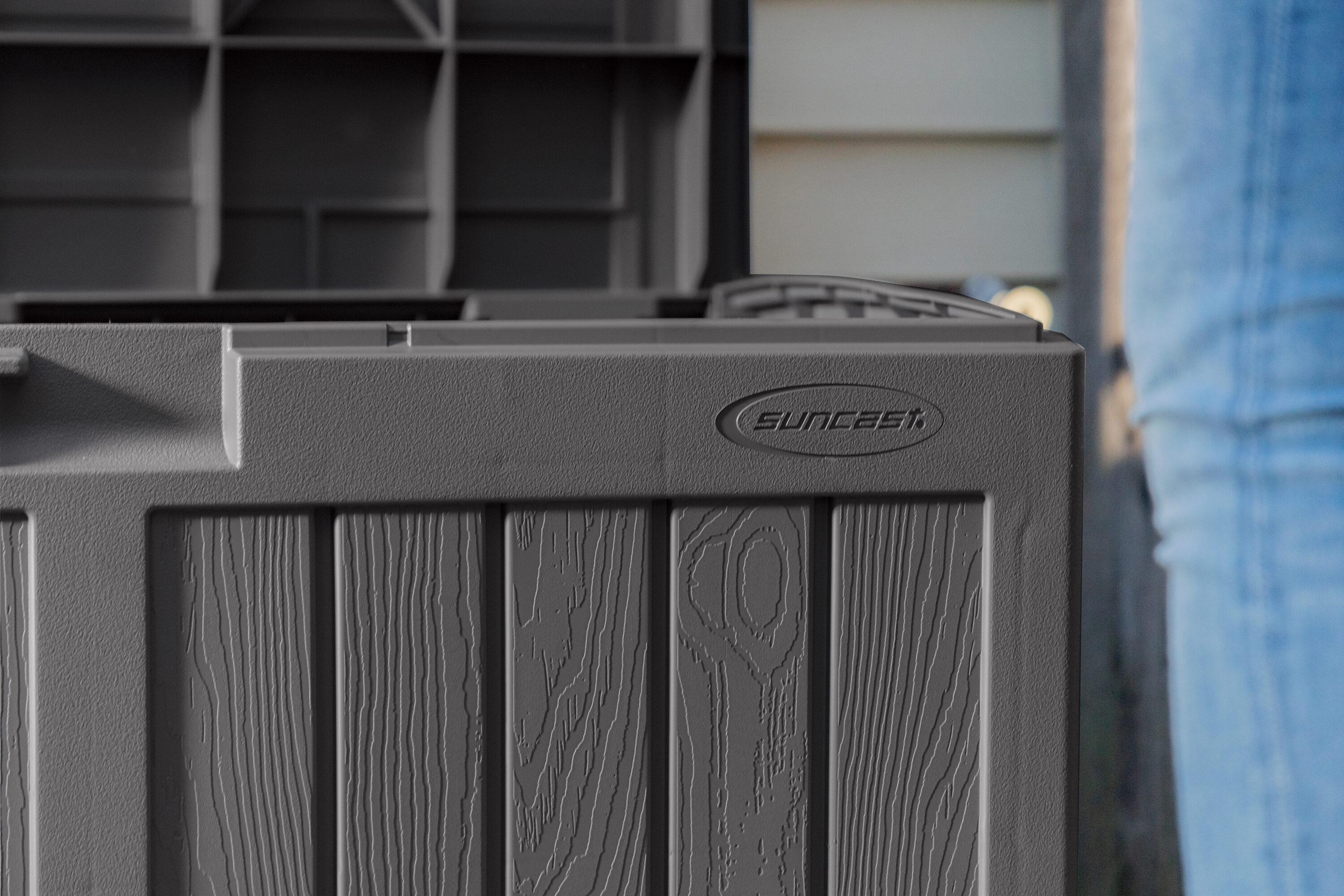 Suncast Suncast 50 Gallon Plastic Deck Box with Molded Lockable Feature for Home, Gray