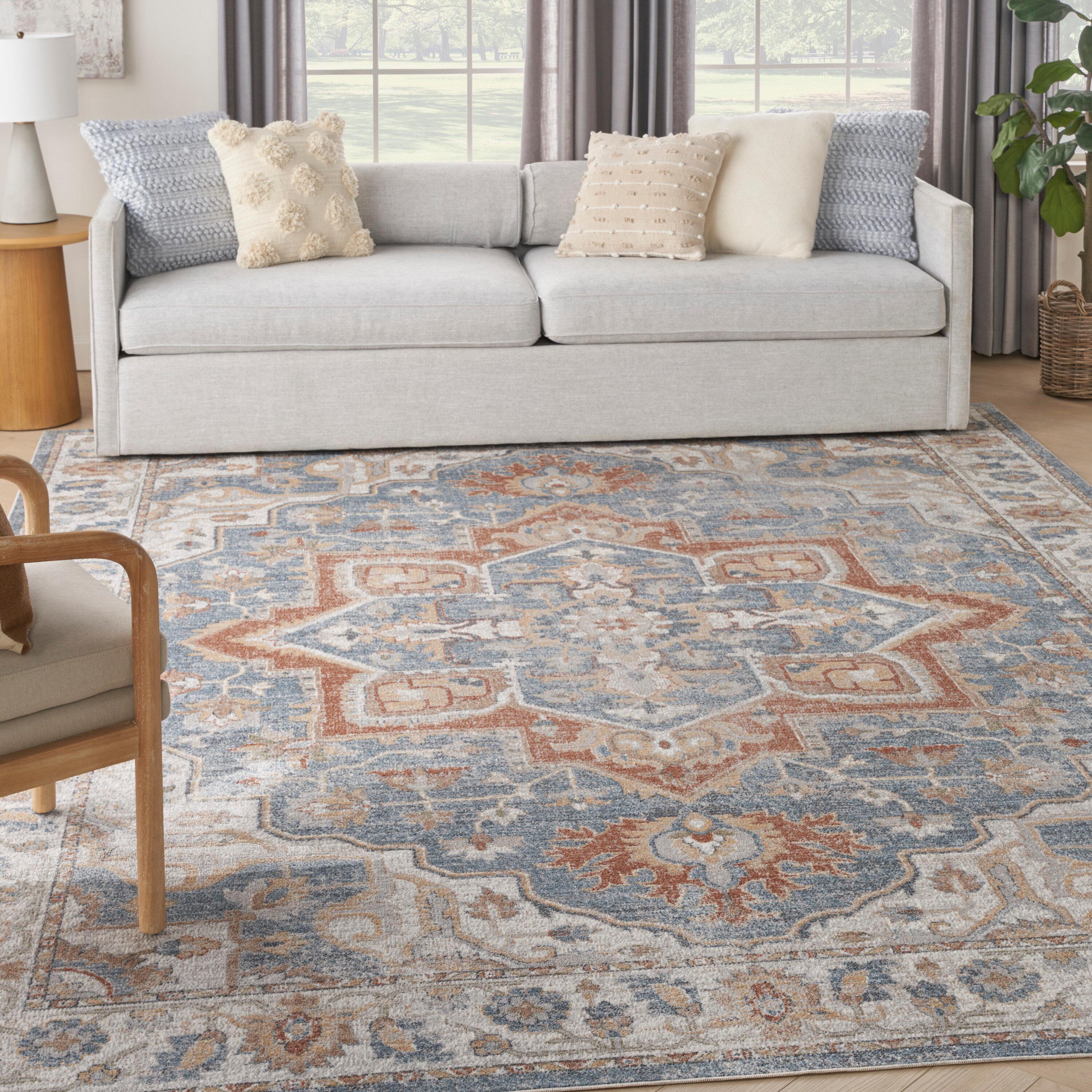 Nourison Astra Machine Washable Vintage Medallion Indoor Rug Denim Multi 7'10" x 10'