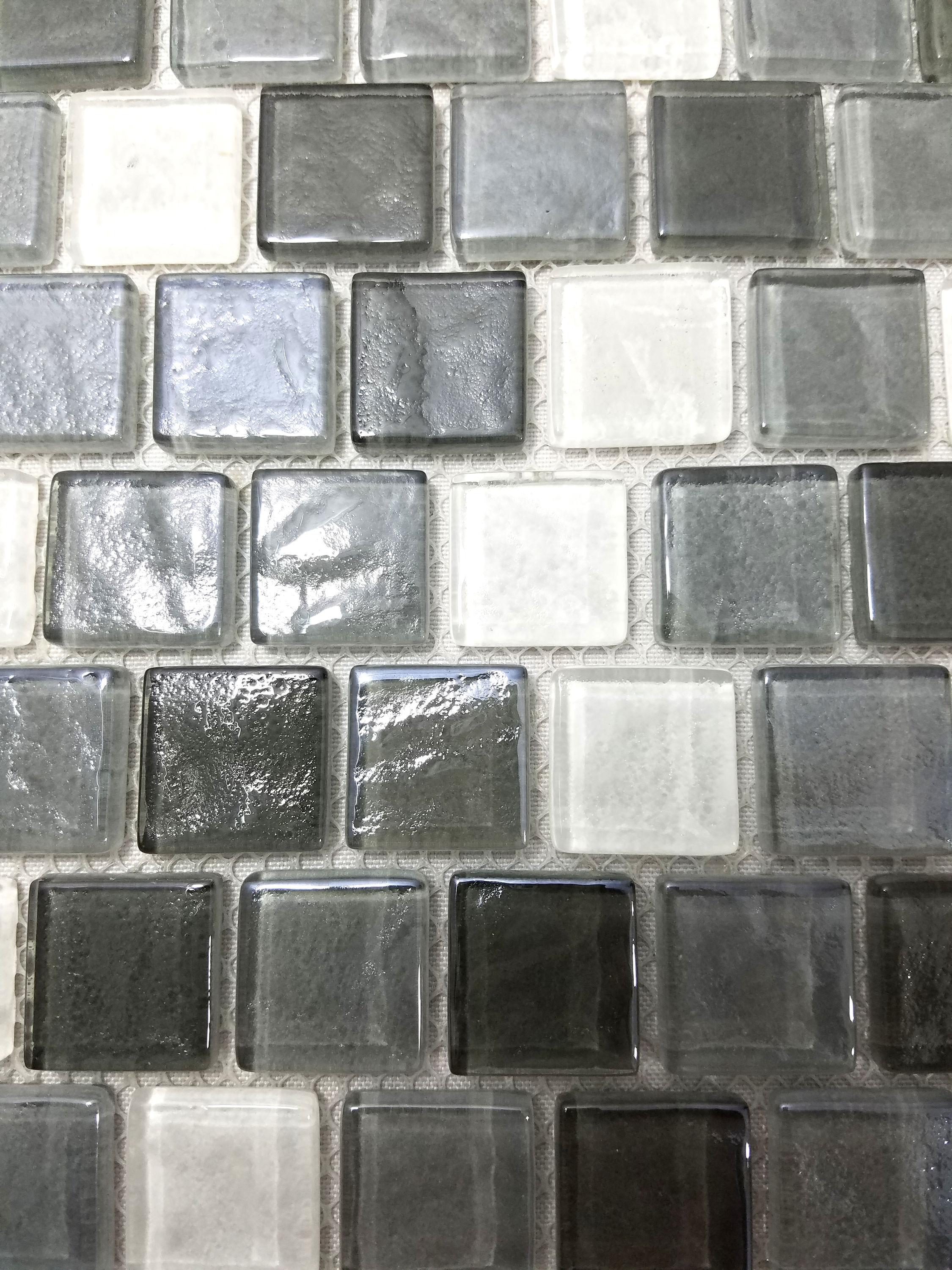 Geo 1 in. x 1 in. Textured Glass Straight Edge Brick Mosaic Wall & Pool Tile