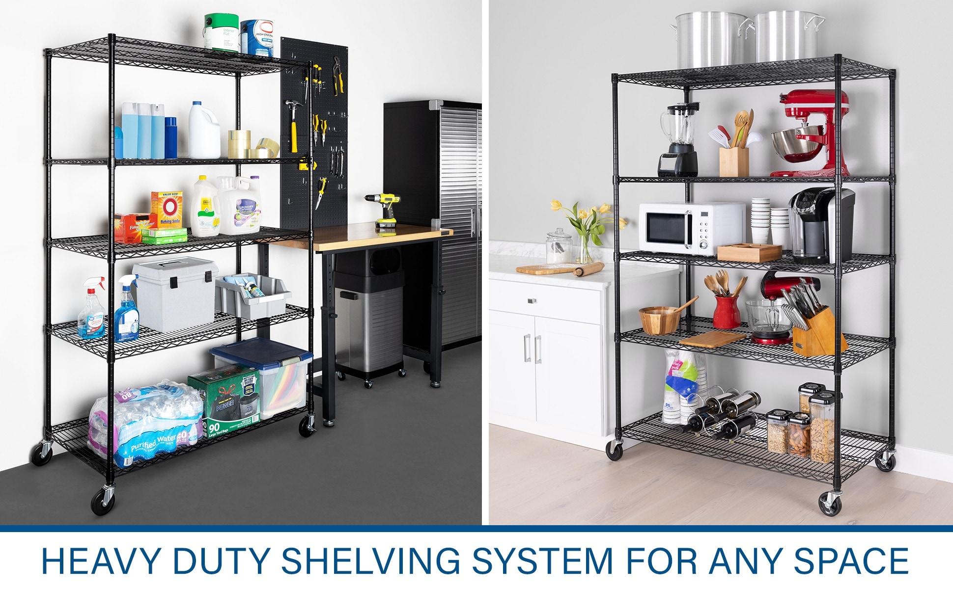 UltraDurable 24" D 5-Tier NSF-Certified Steel Shelving with Wheels