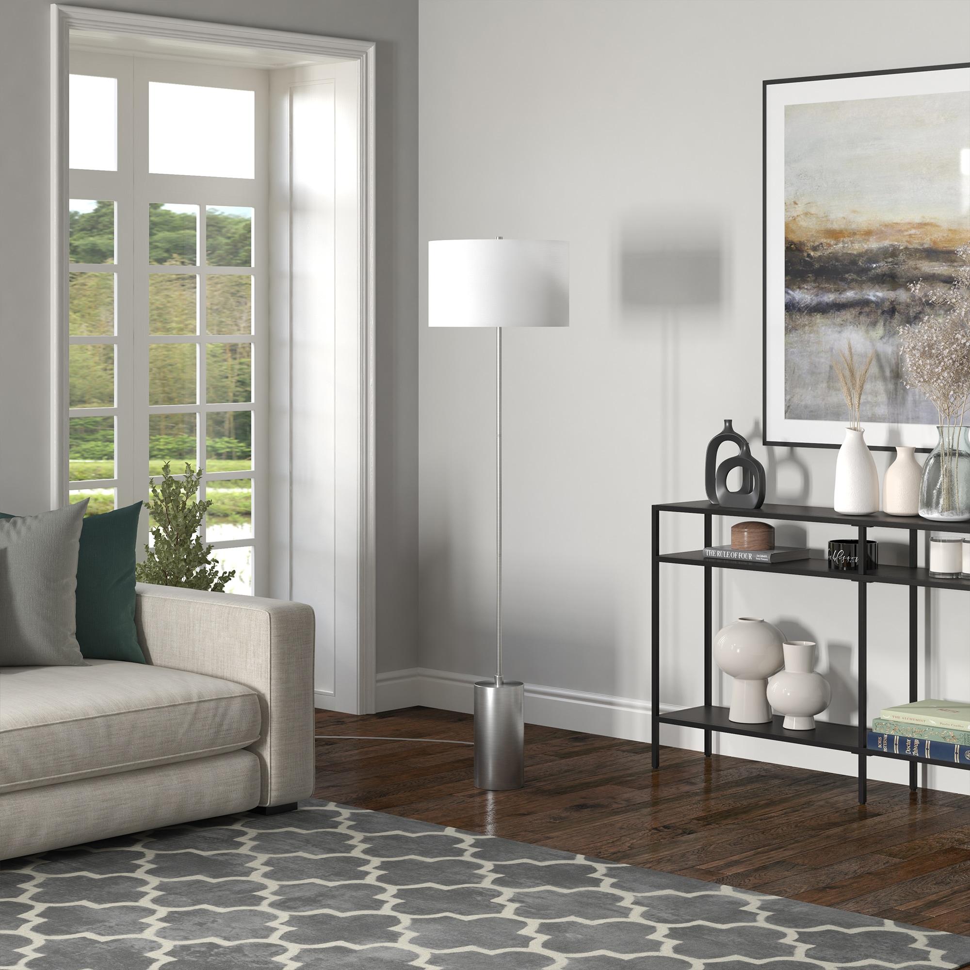 Henn&Hart 64" Silver Floor Lamp