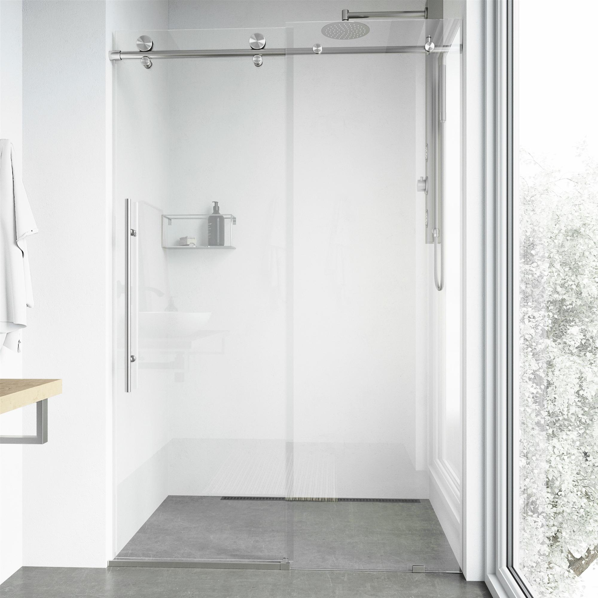 Elan E-Class 44-48" W x 76" H Sliding Frameless Shower Door with 3/8" Clear Glass
