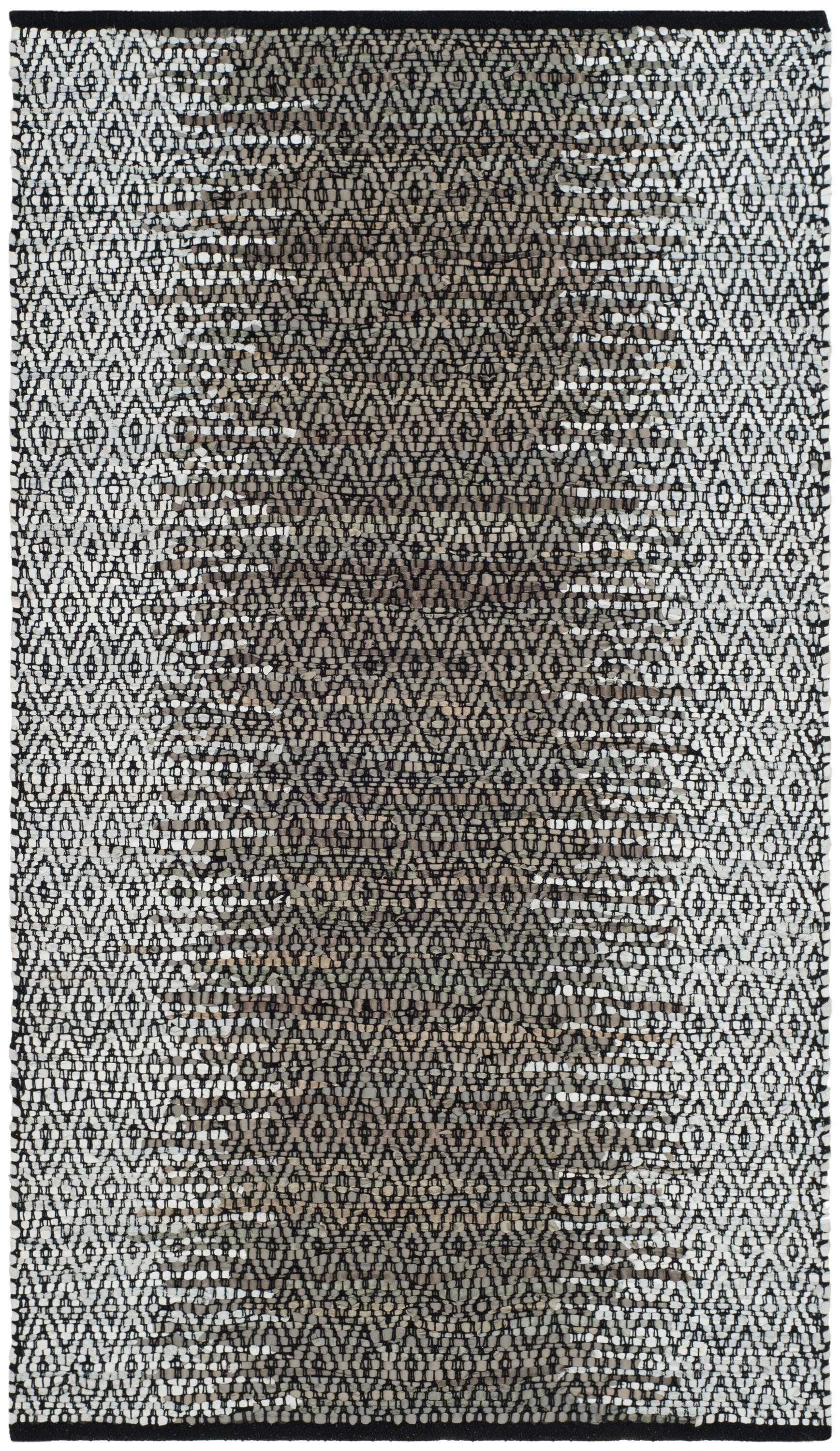 Vintage Leather VTL389 Hand Woven Indoor Accent Rug - Light Grey/Grey - 3'x5' - Safavieh.